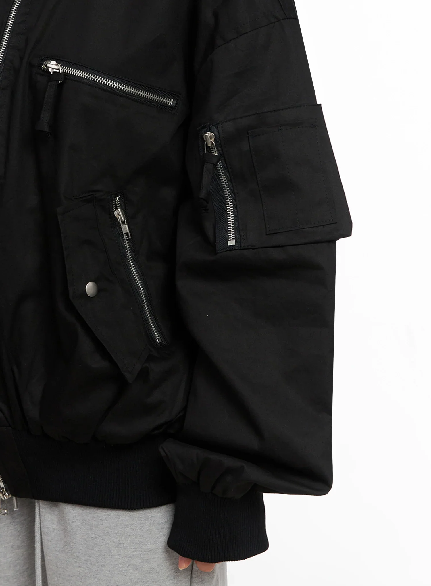 Oversized Zipper Bomber Jacket IG528 - Image 5