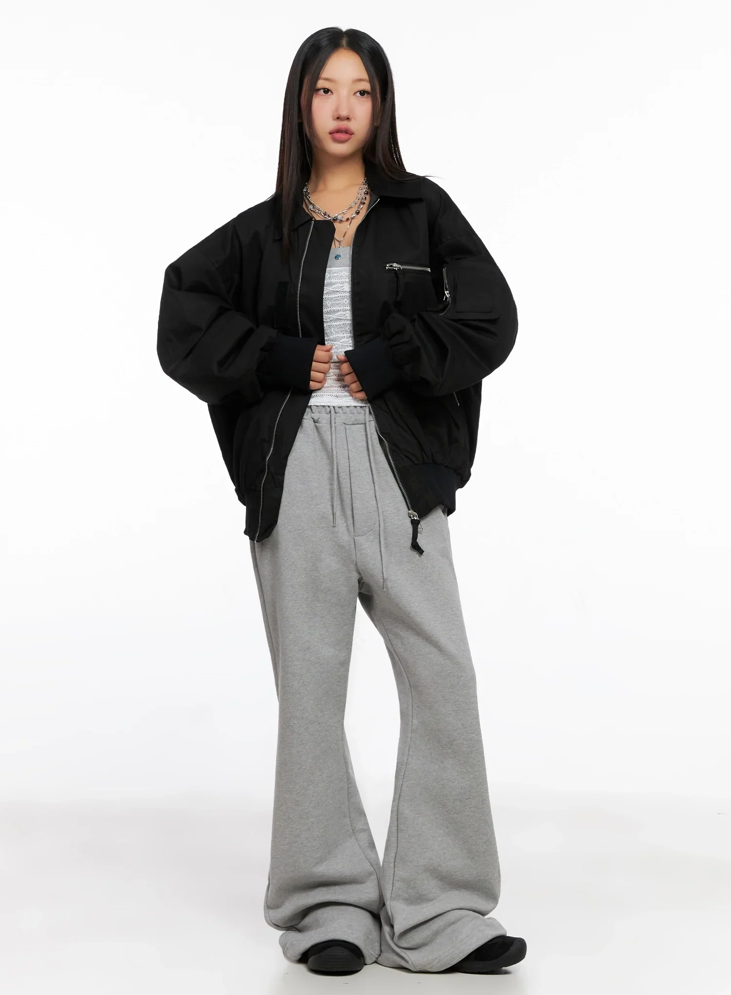 Oversized Zipper Bomber Jacket IG528 - Image 9