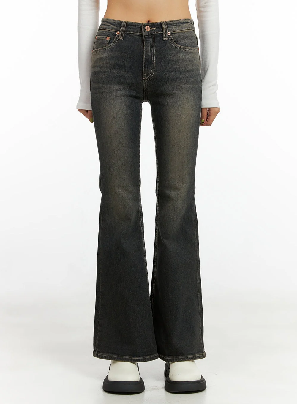 Paisley Slim-Fit Bootcut Washed Jeans CO424 - Image 2