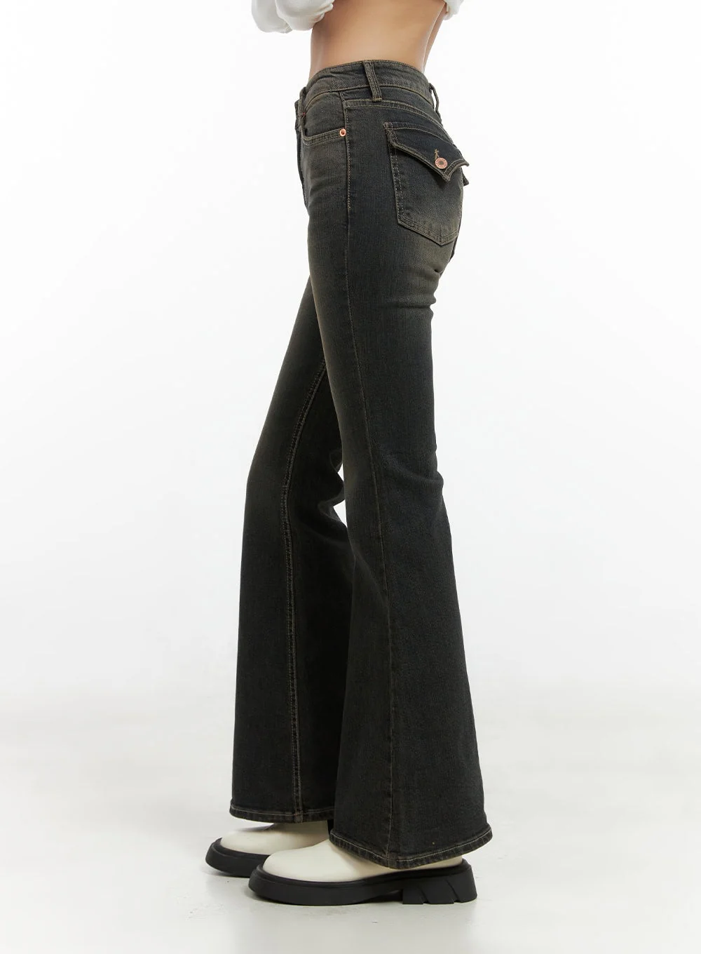 Paisley Slim-Fit Bootcut Washed Jeans CO424 - Image 3
