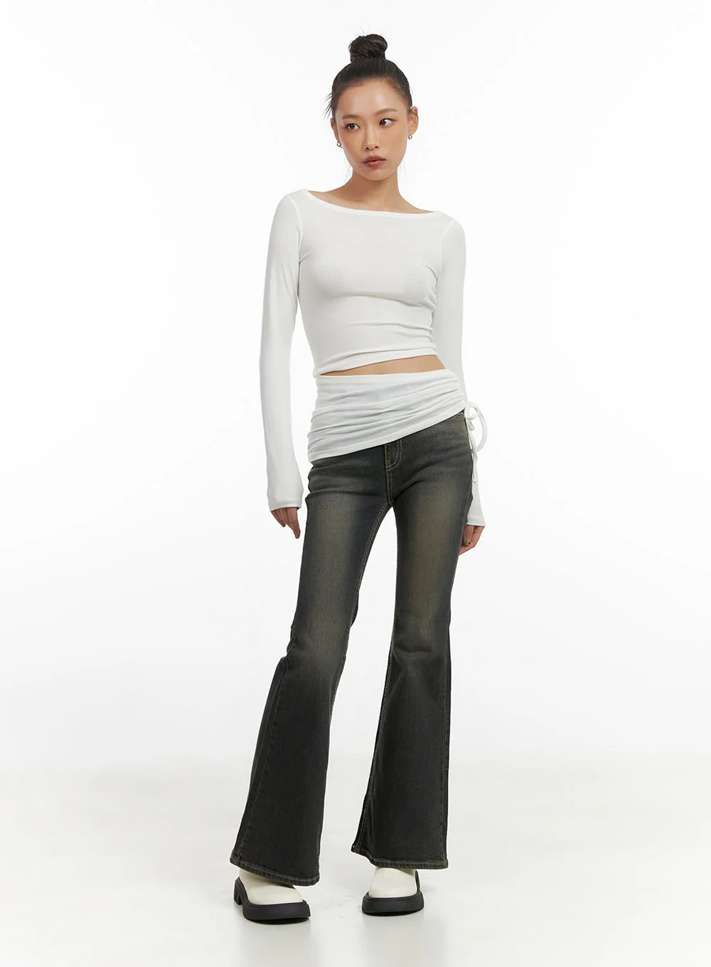 Paisley Slim-Fit Bootcut Washed Jeans CO424 - Image 5
