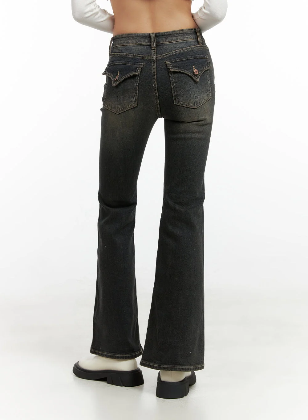 Paisley Slim-Fit Bootcut Washed Jeans CO424 - Image 6