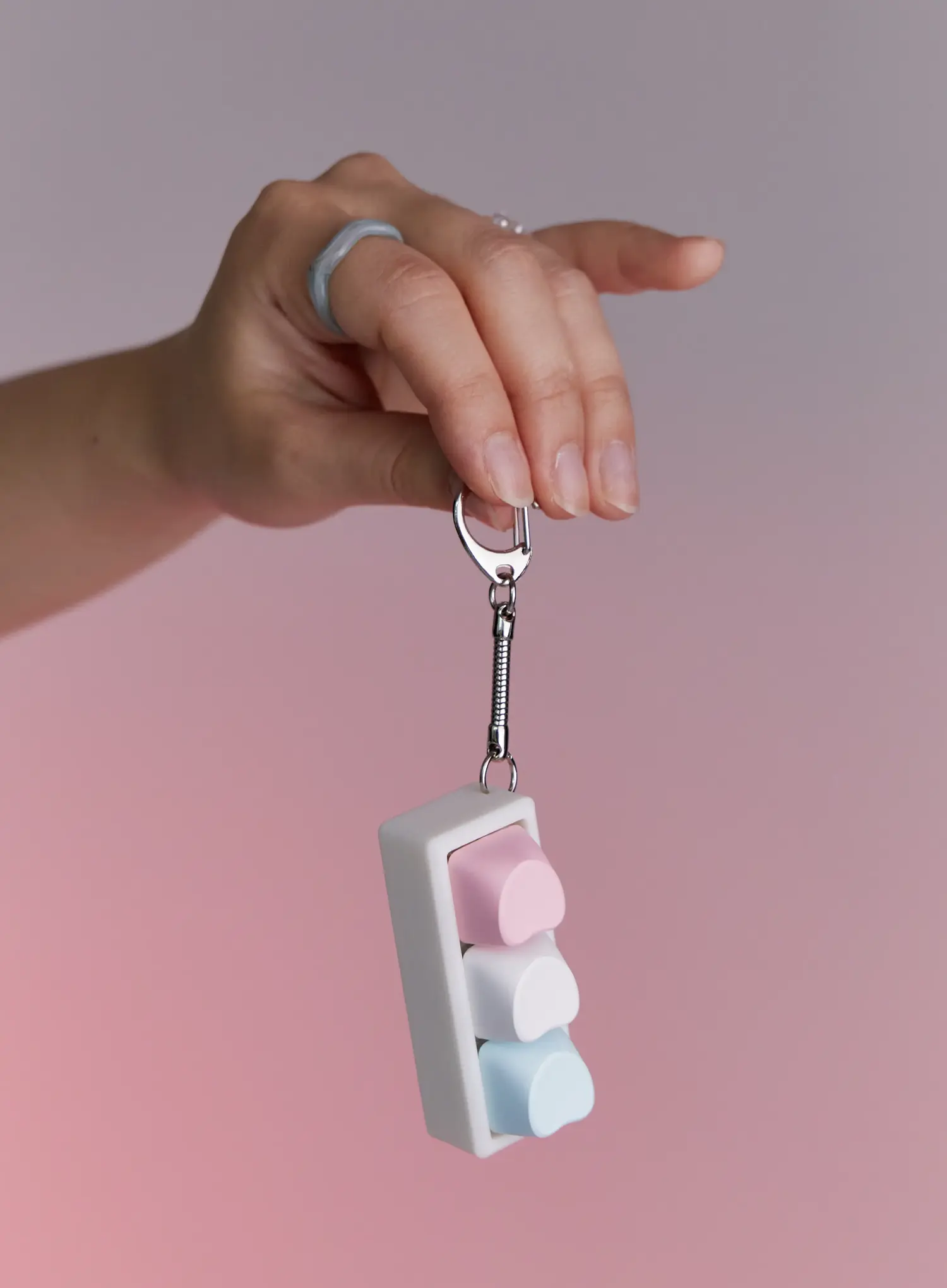 Pastel Heart 3-Keycap Keychain IA524 - Image 3