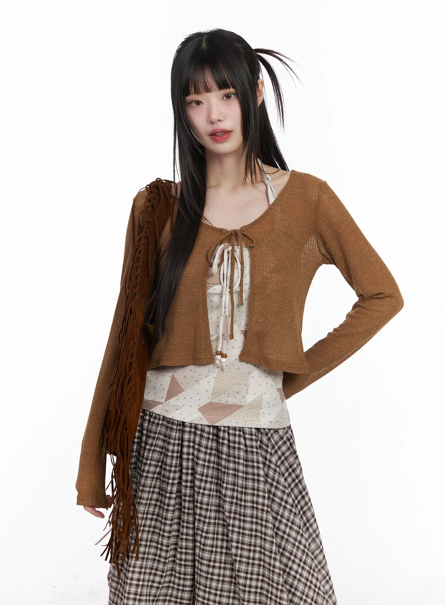 Patch Print Halter Tank and Cardigan Set CM524 - Image 10