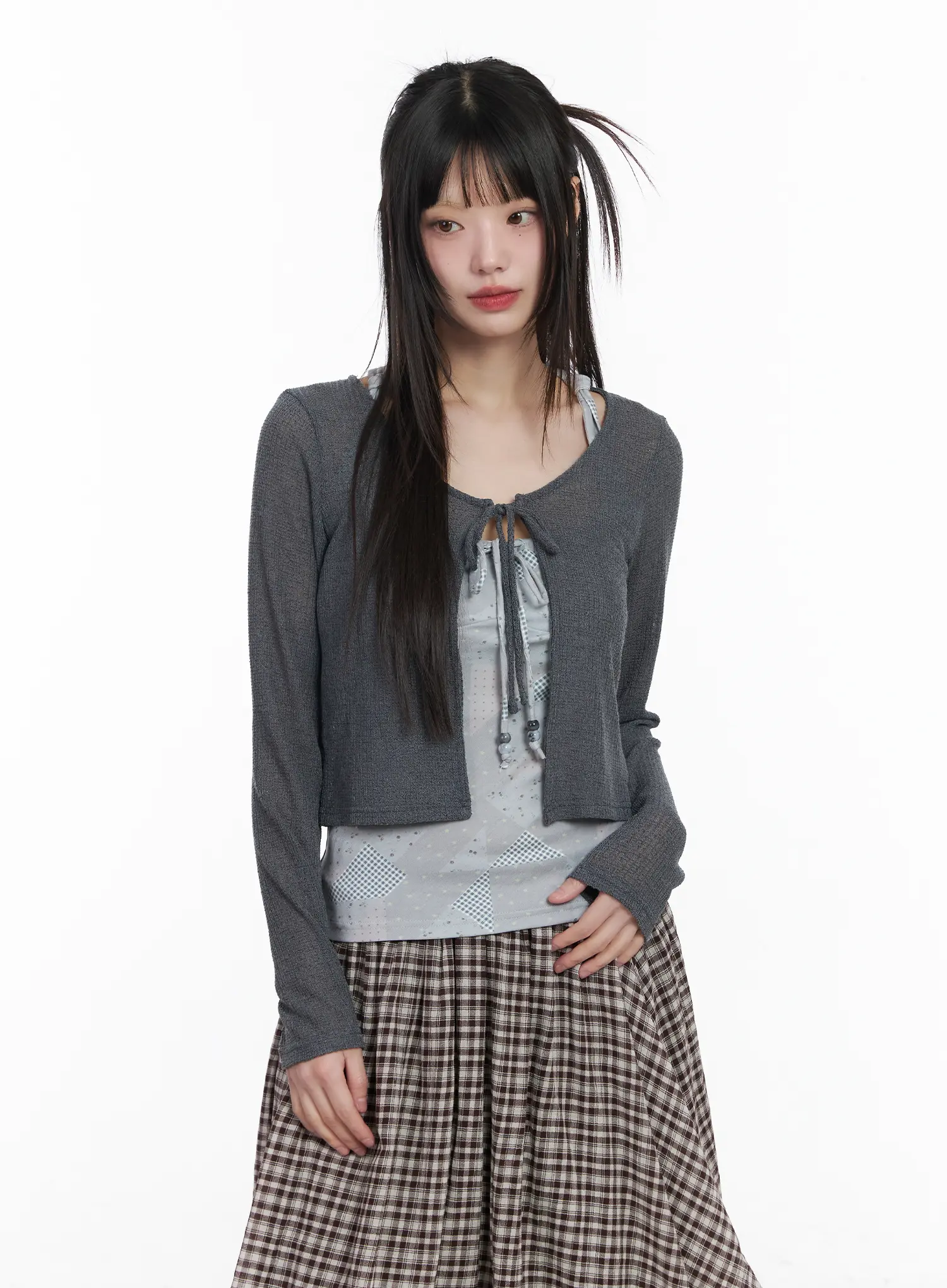 Patch Print Halter Tank and Cardigan Set CM524 - Image 11