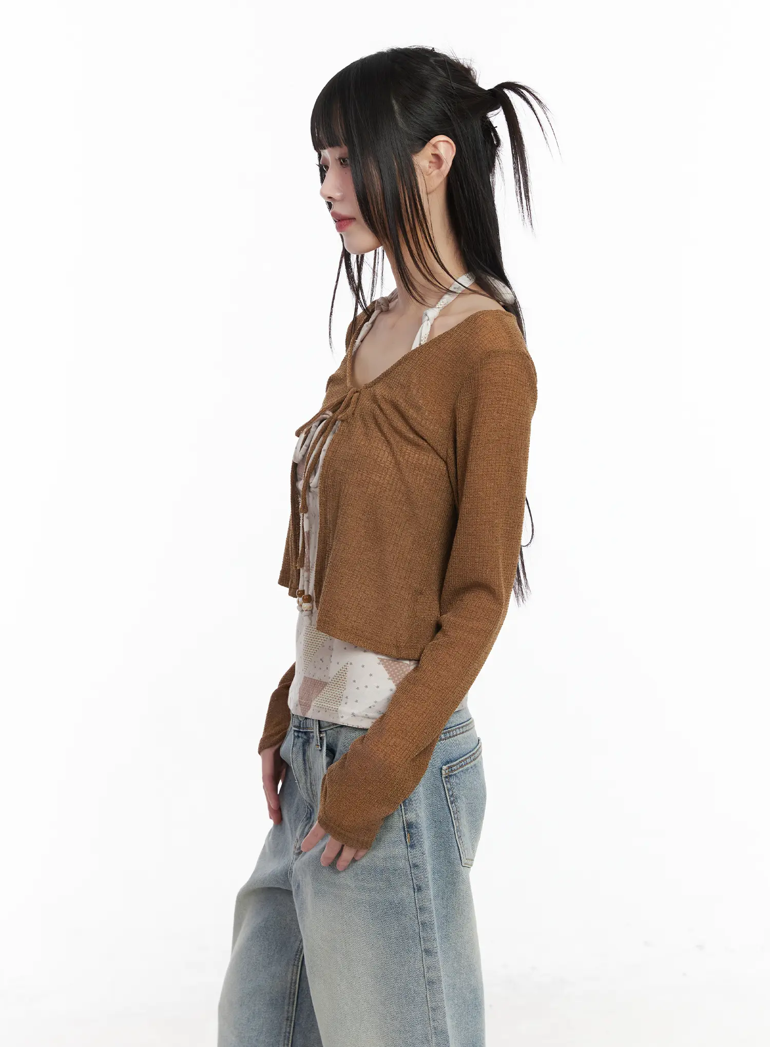 Patch Print Halter Tank and Cardigan Set CM524 - Image 6