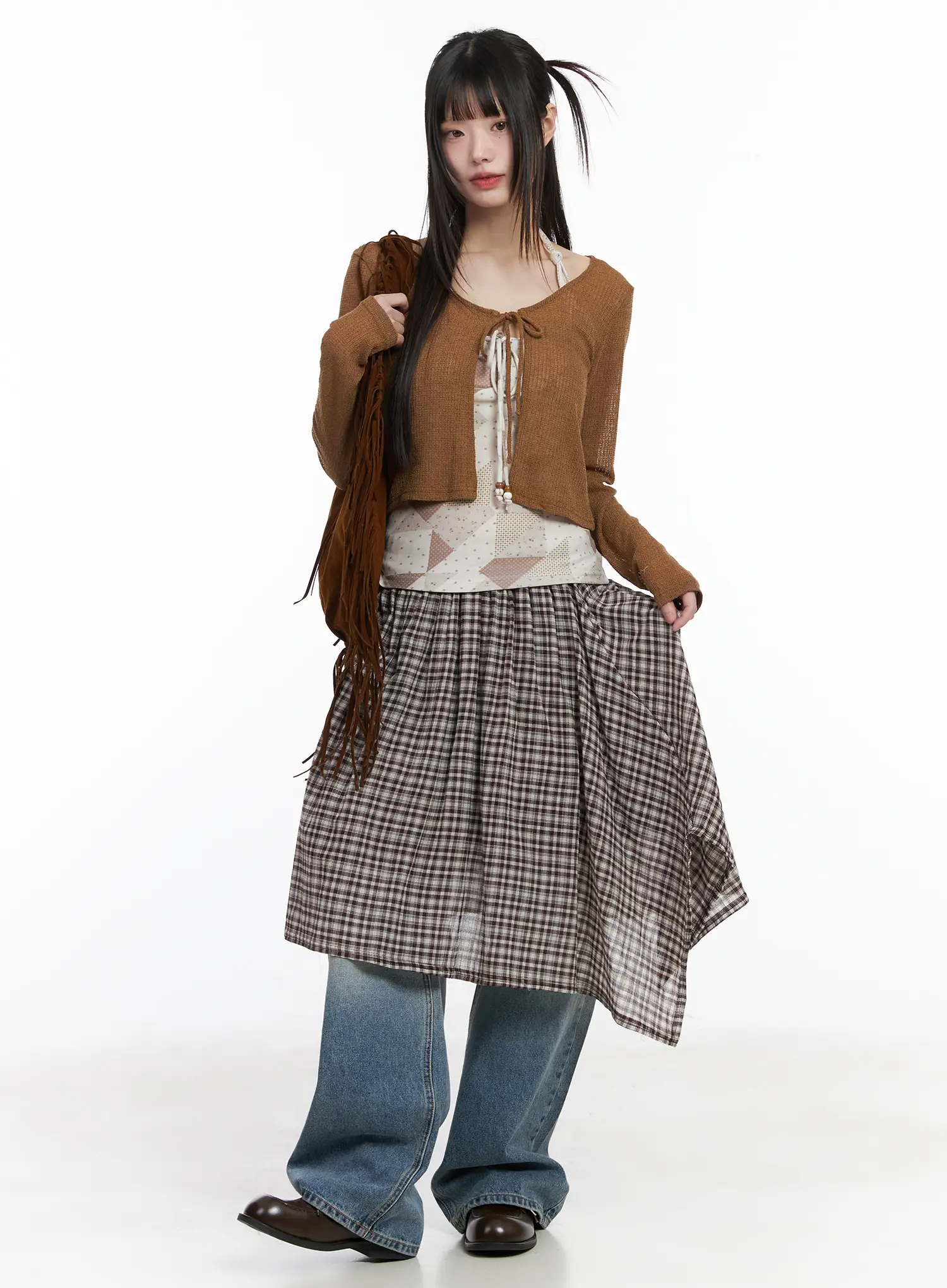 Patch Print Halter Tank and Cardigan Set CM524 - Image 7