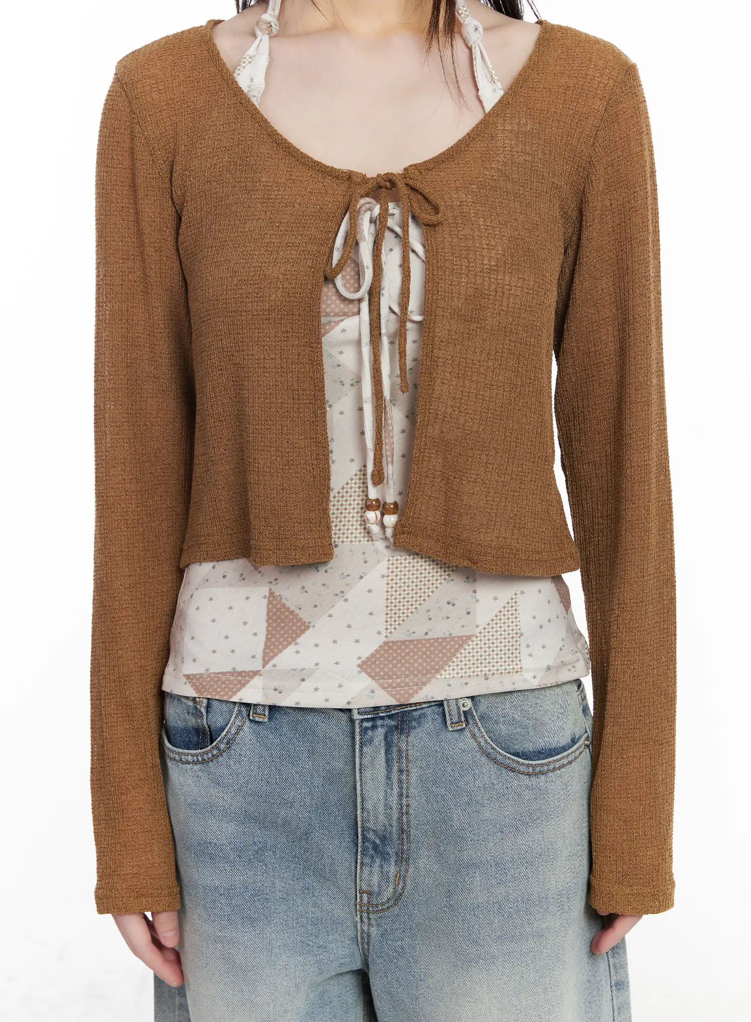 Patch Print Halter Tank and Cardigan Set CM524 - Image 8
