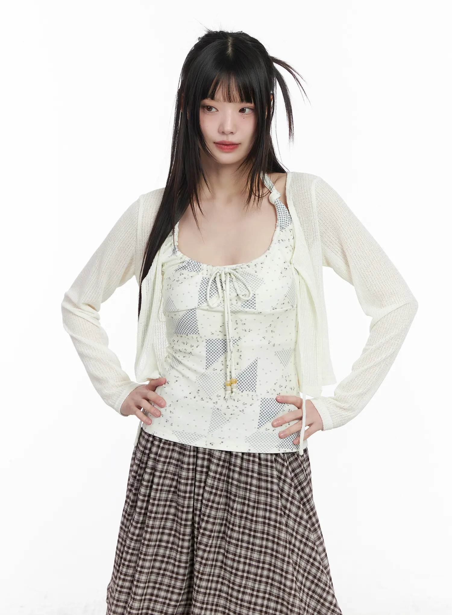 Patch Print Halter Tank and Cardigan Set CM524 - Image 9