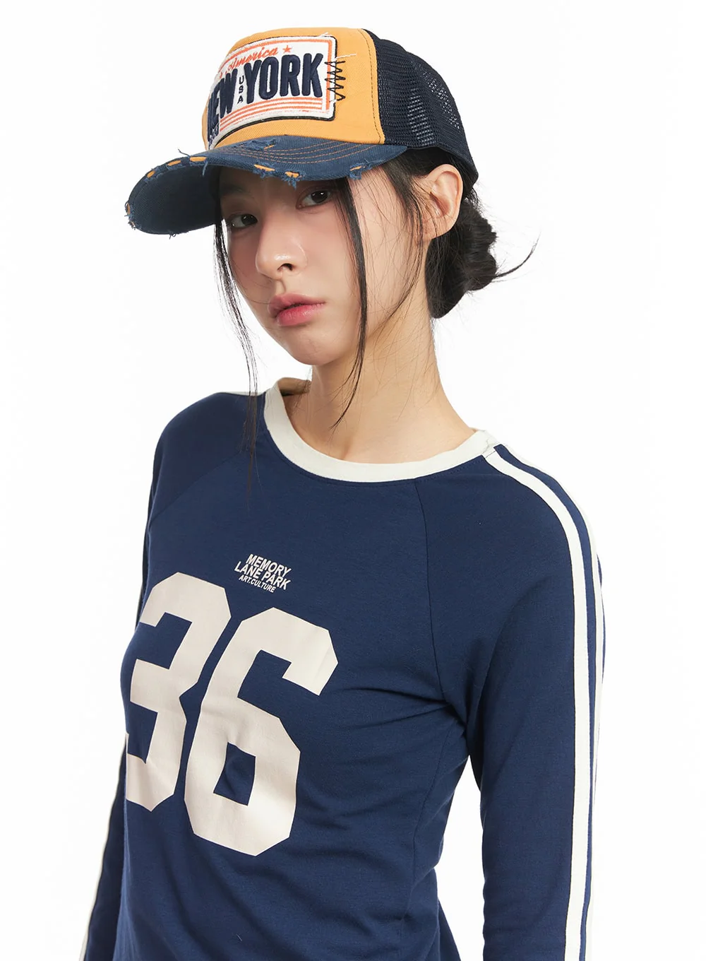 Patched Destroyed Denim Cap CM503 - Image 7