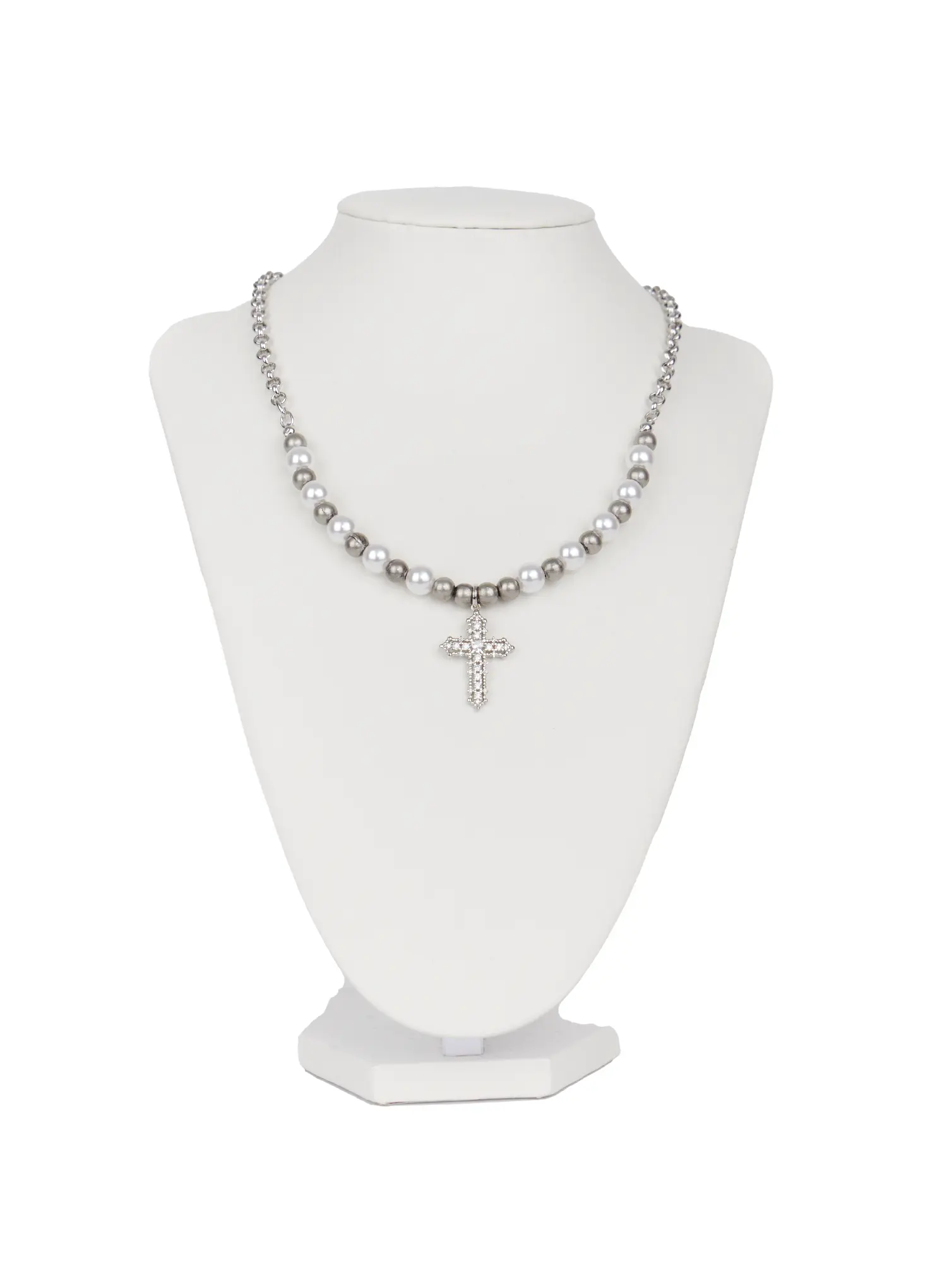 Pearl Bead Necklace with Pendant CO514 - Image 3