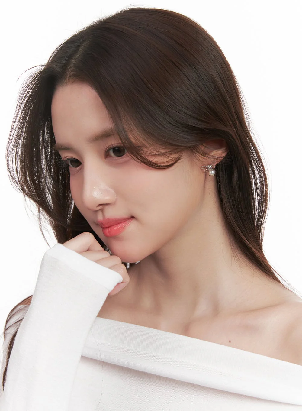 Pearl Ribbon Earrings CJ515 - Image 2