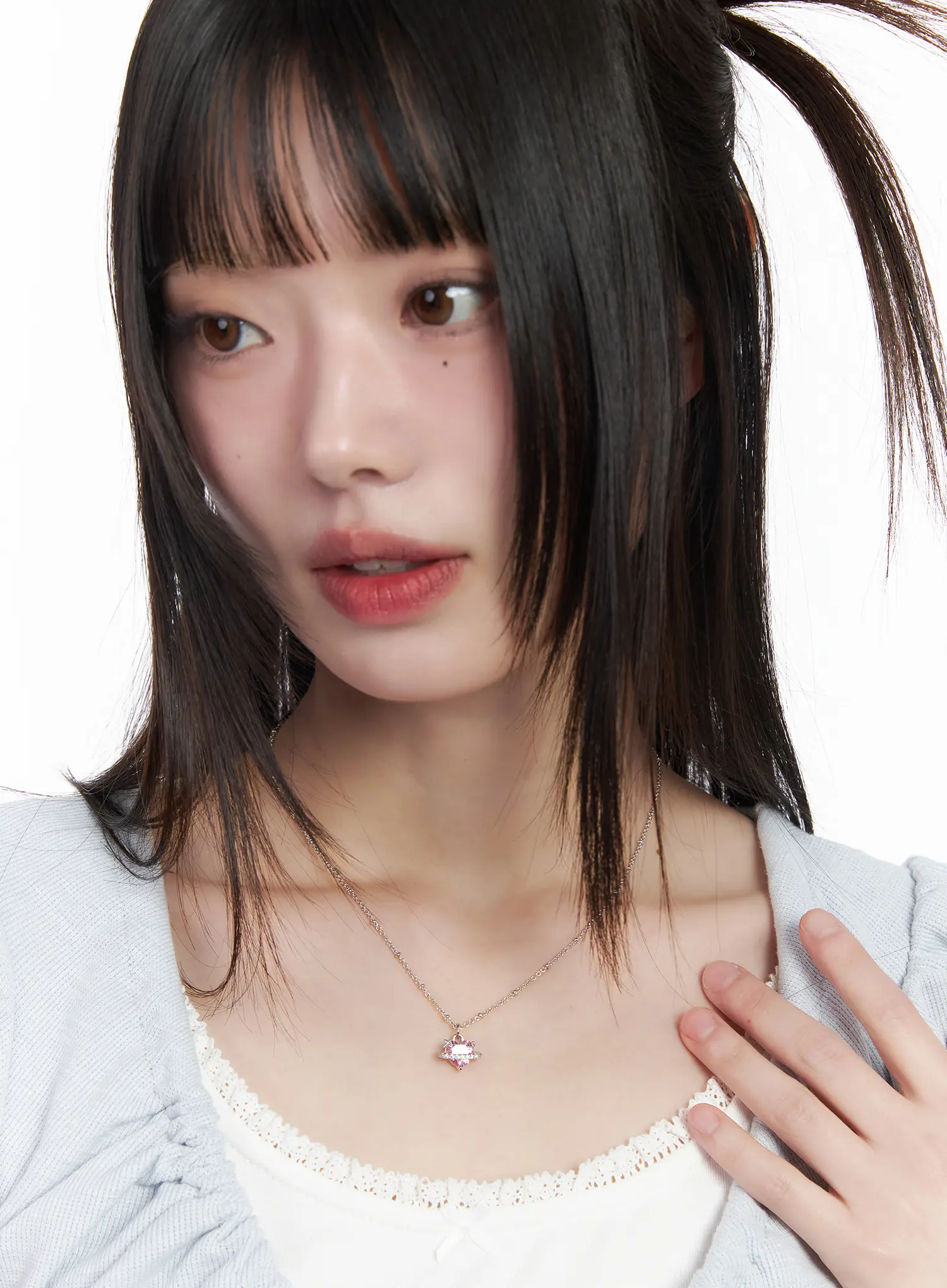 Pink Cubic Heart Necklace CM524 - Image 3