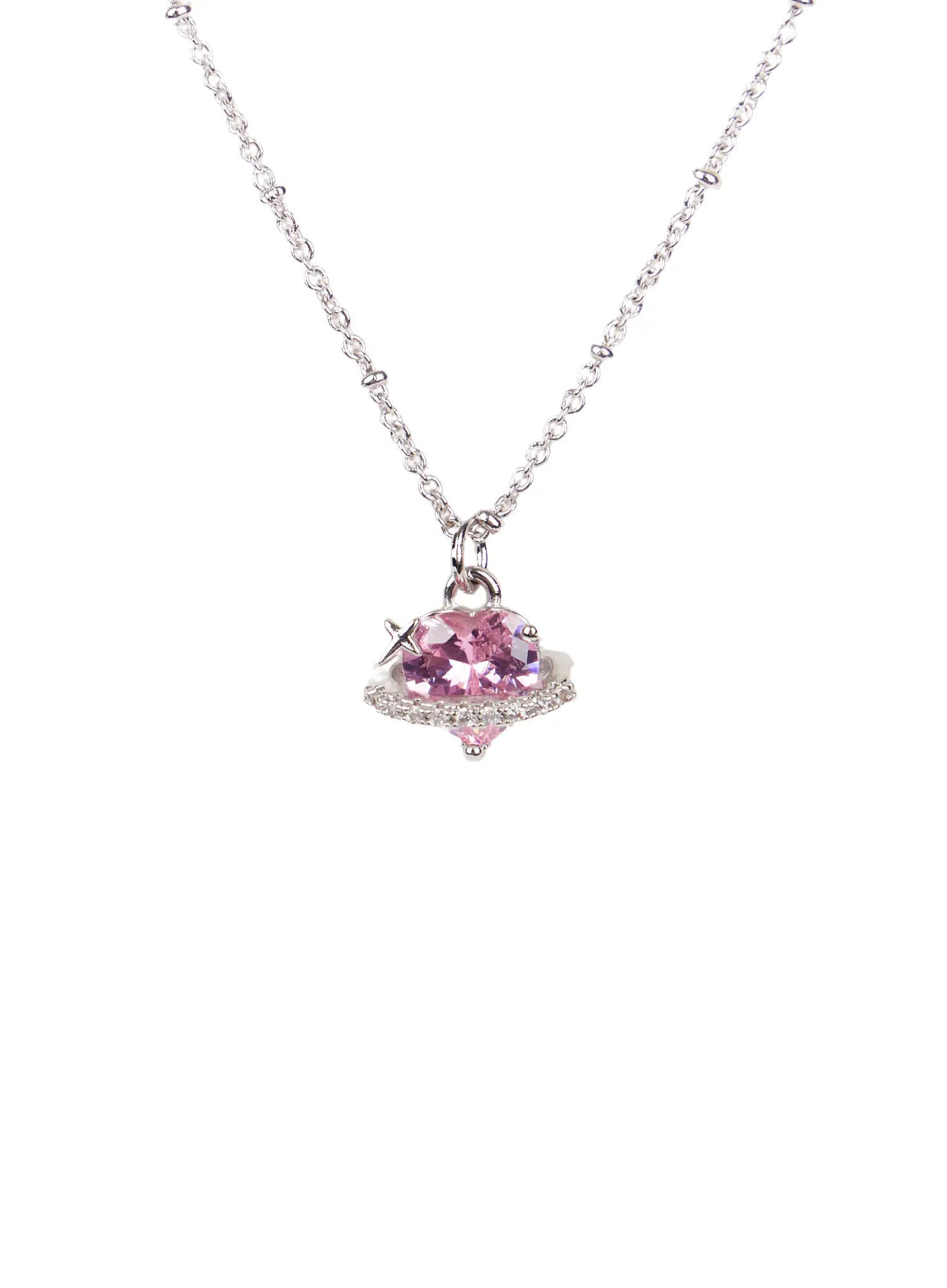 Pink Cubic Heart Necklace CM524 - Image 4