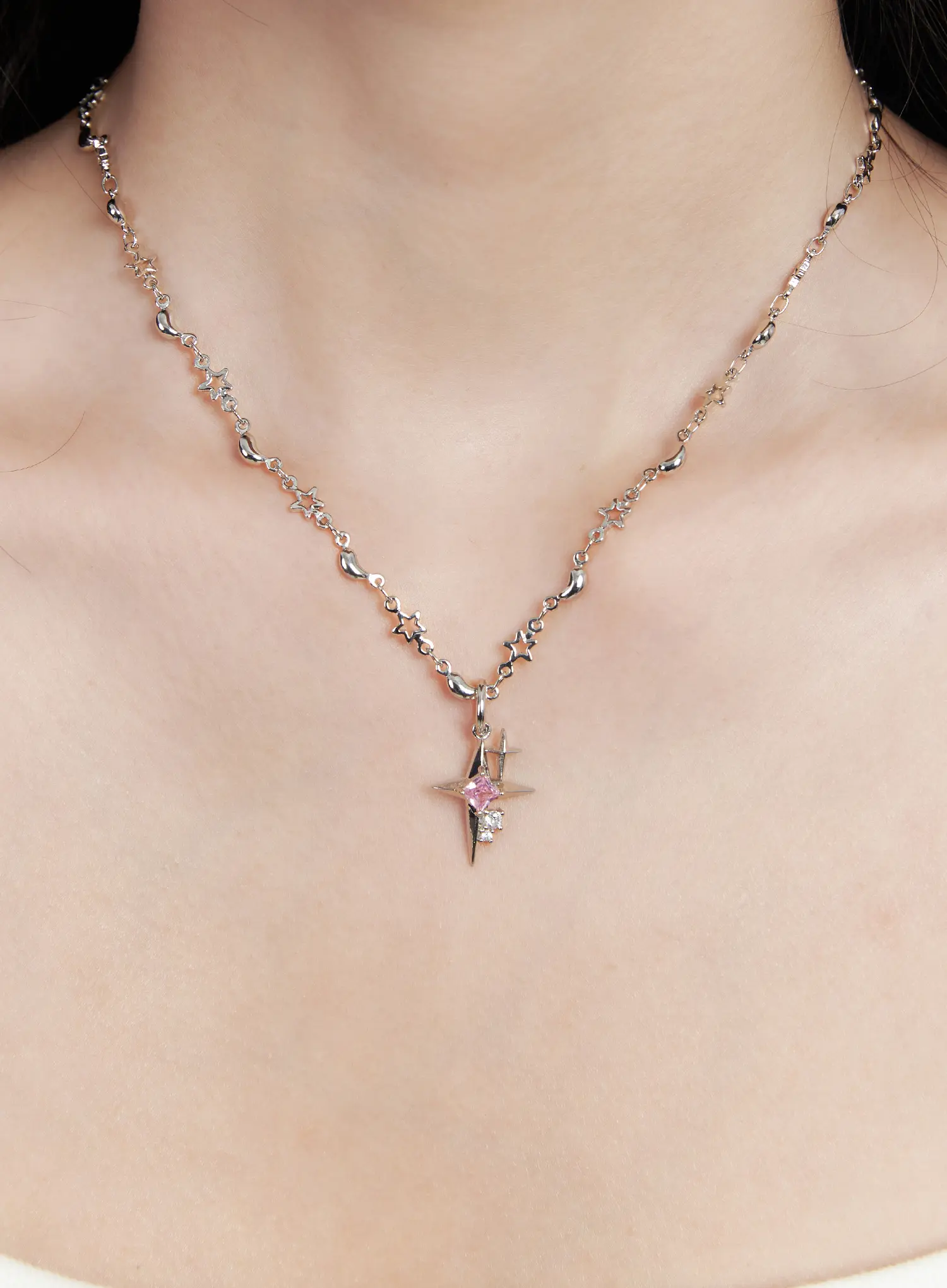 Pink Star Pendant Necklace CJ523