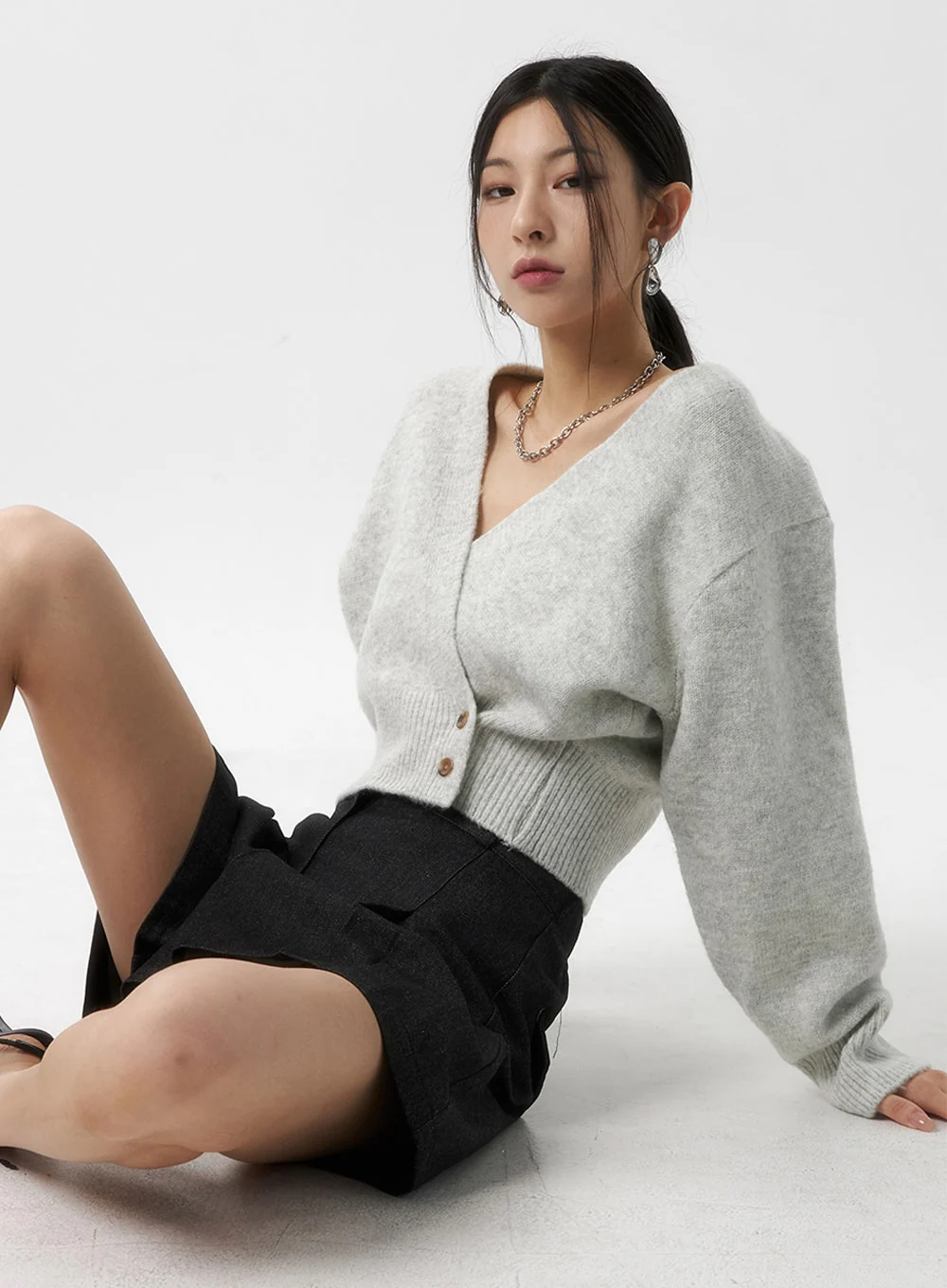 Pintuck Denim Shorts IS315 - Image 6