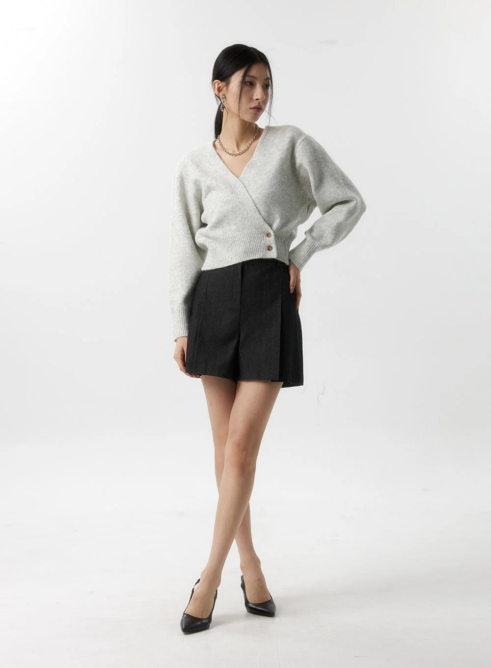 Pintuck Denim Shorts IS315 - Image 7