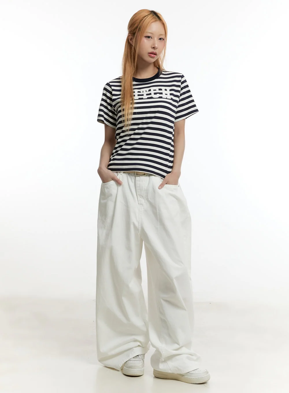 Pintuck Oversized Cotton Trousers CY505 - Image 2