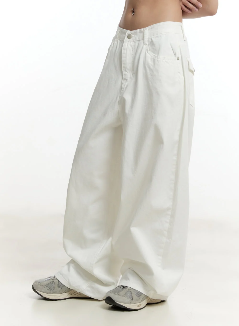 Pintuck Oversized Cotton Trousers CY505 - Image 3