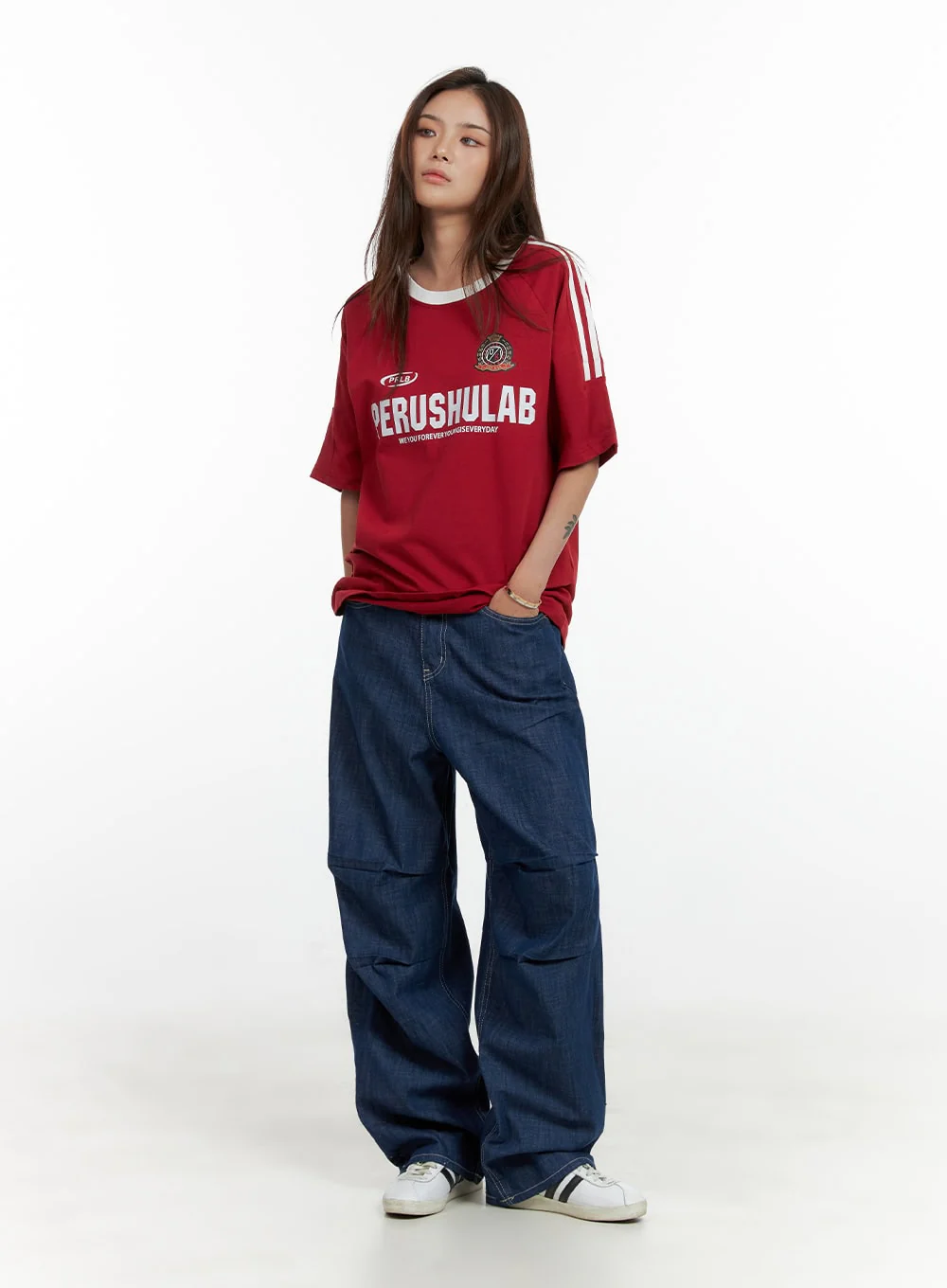 Pintuck Wide Baggy Jeans CL404 - Image 2