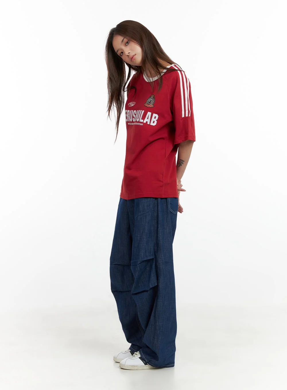Pintuck Wide Baggy Jeans CL404 - Image 3