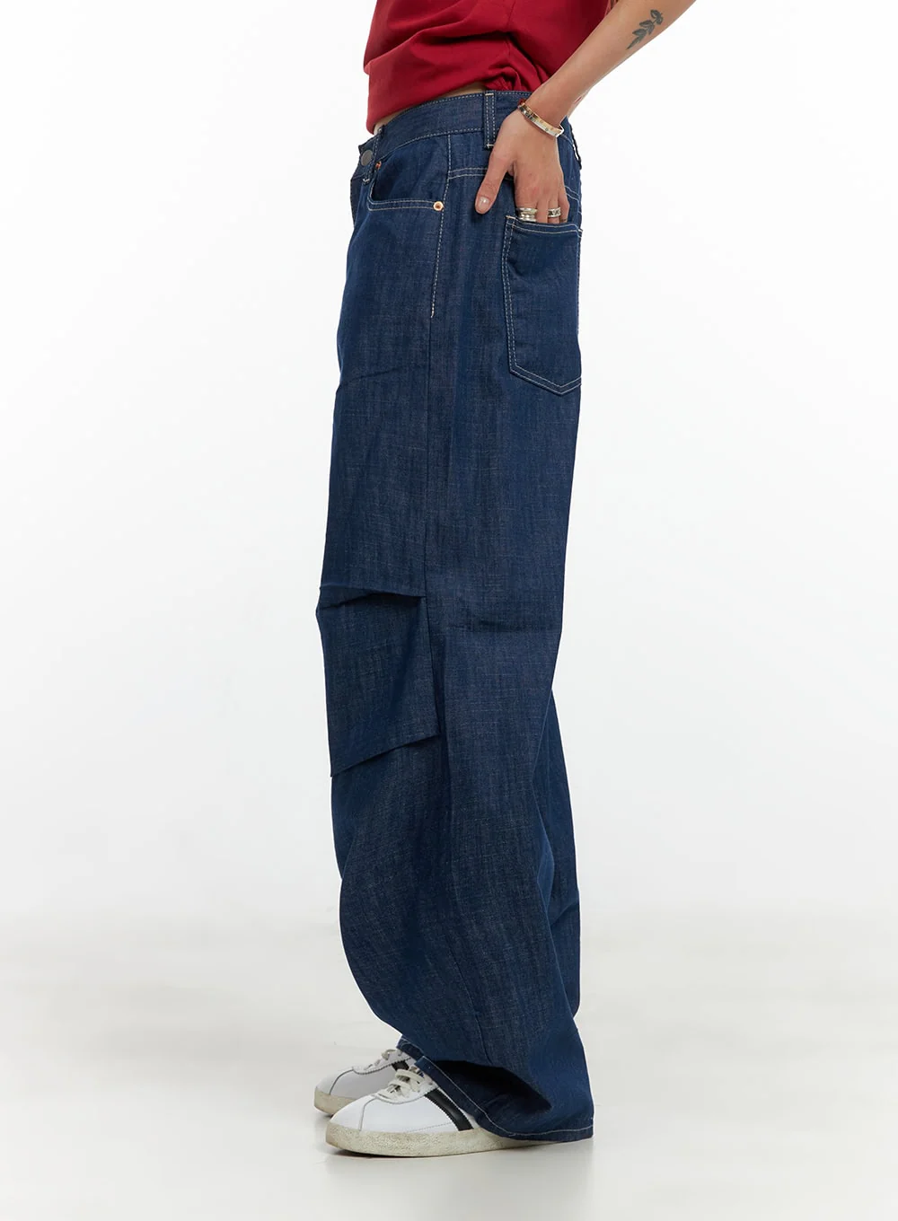 Pintuck Wide Baggy Jeans CL404 - Image 5