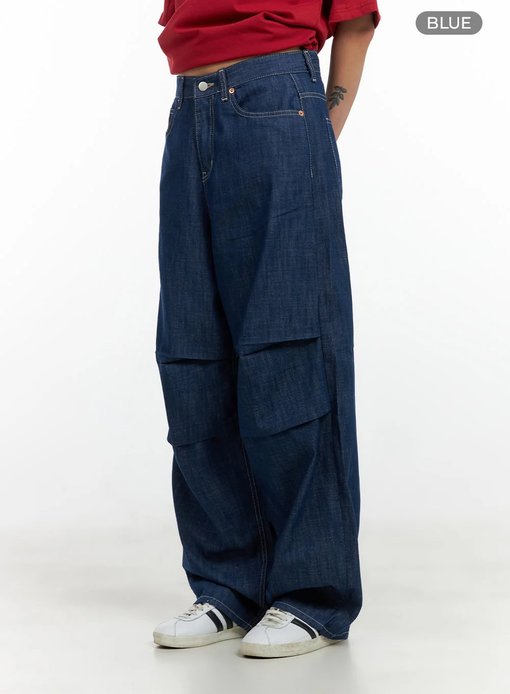 Pintuck Wide Baggy Jeans CL404 - Image 8