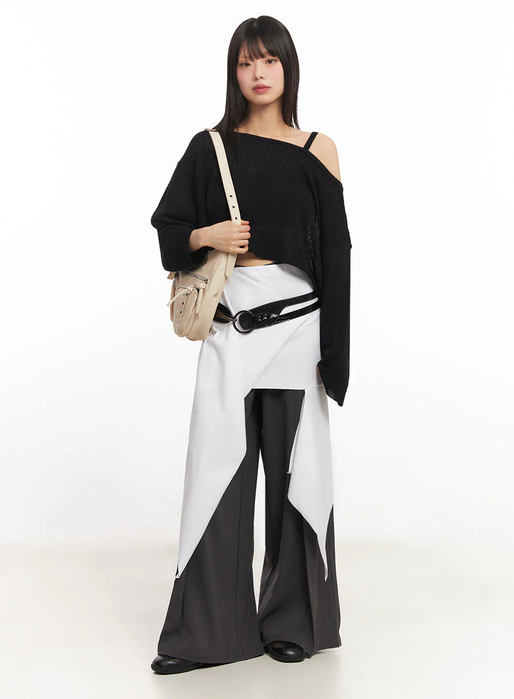 Pintuck Wide-Leg Slacks IY502 - Image 3