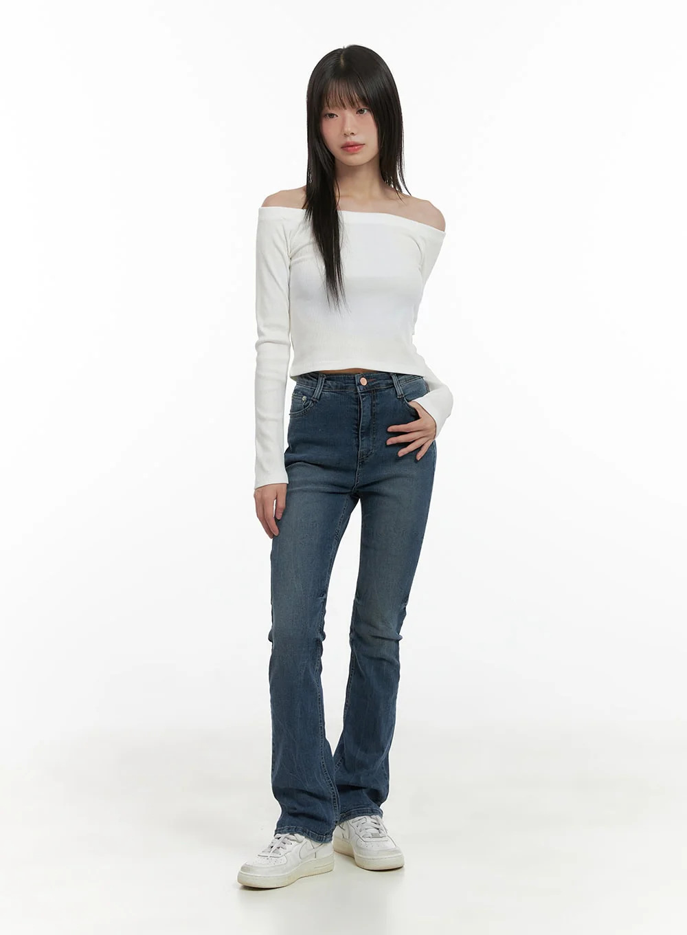 Pixie Slim Washed Bootcut Jeans CG427 - Image 2