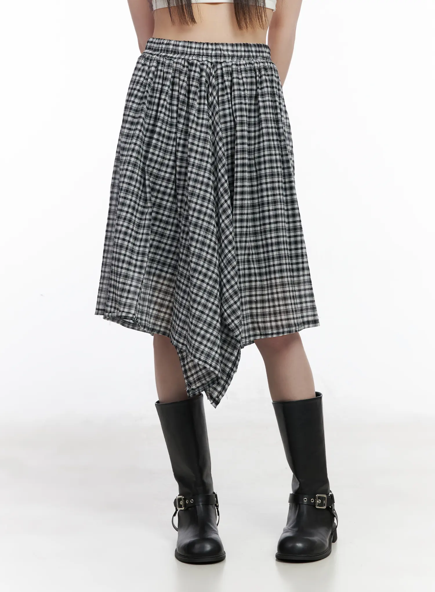 Plaid Asymmetrical Midi Skirt CM524 - Image 11