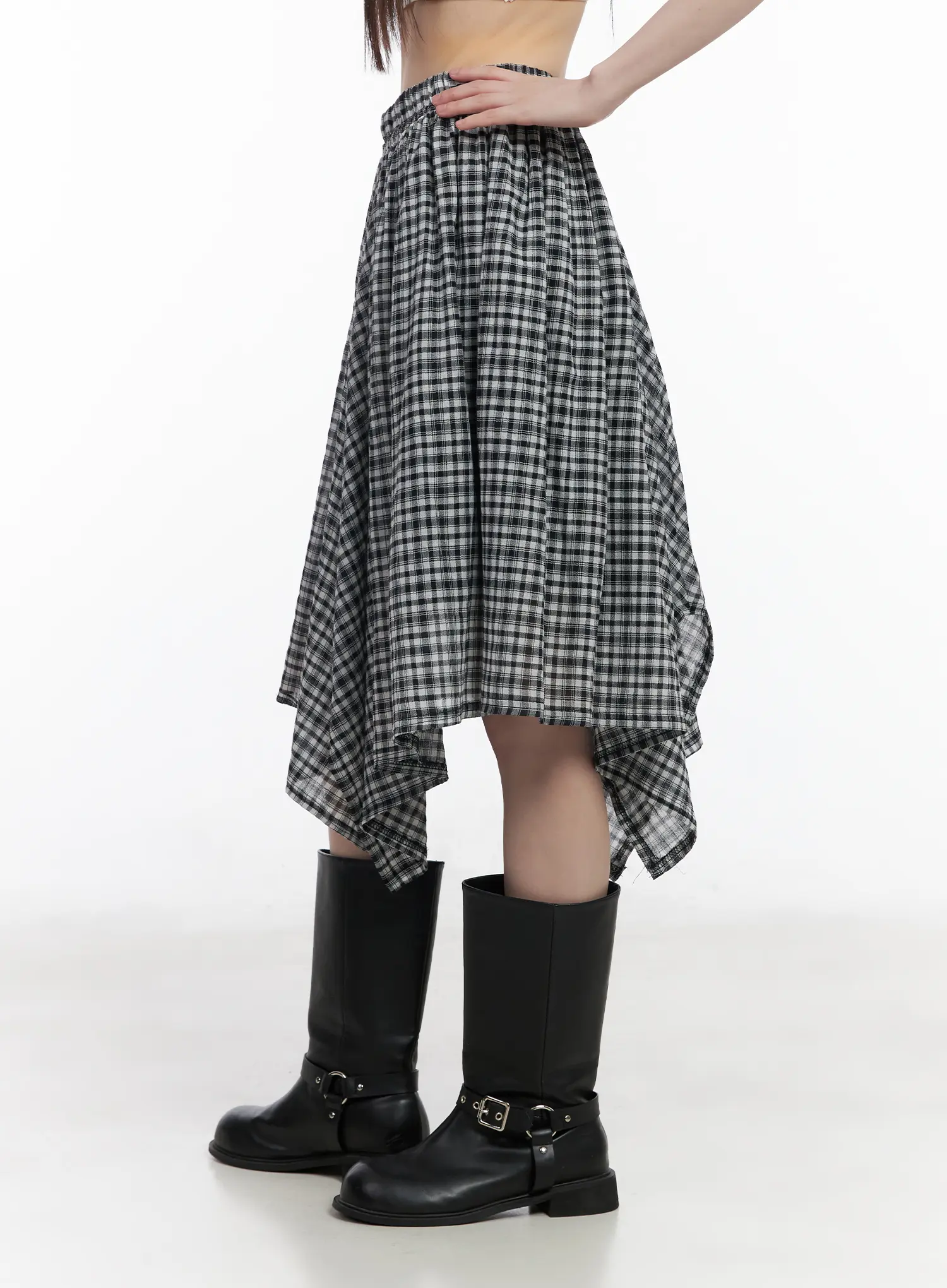 Plaid Asymmetrical Midi Skirt CM524 - Image 6