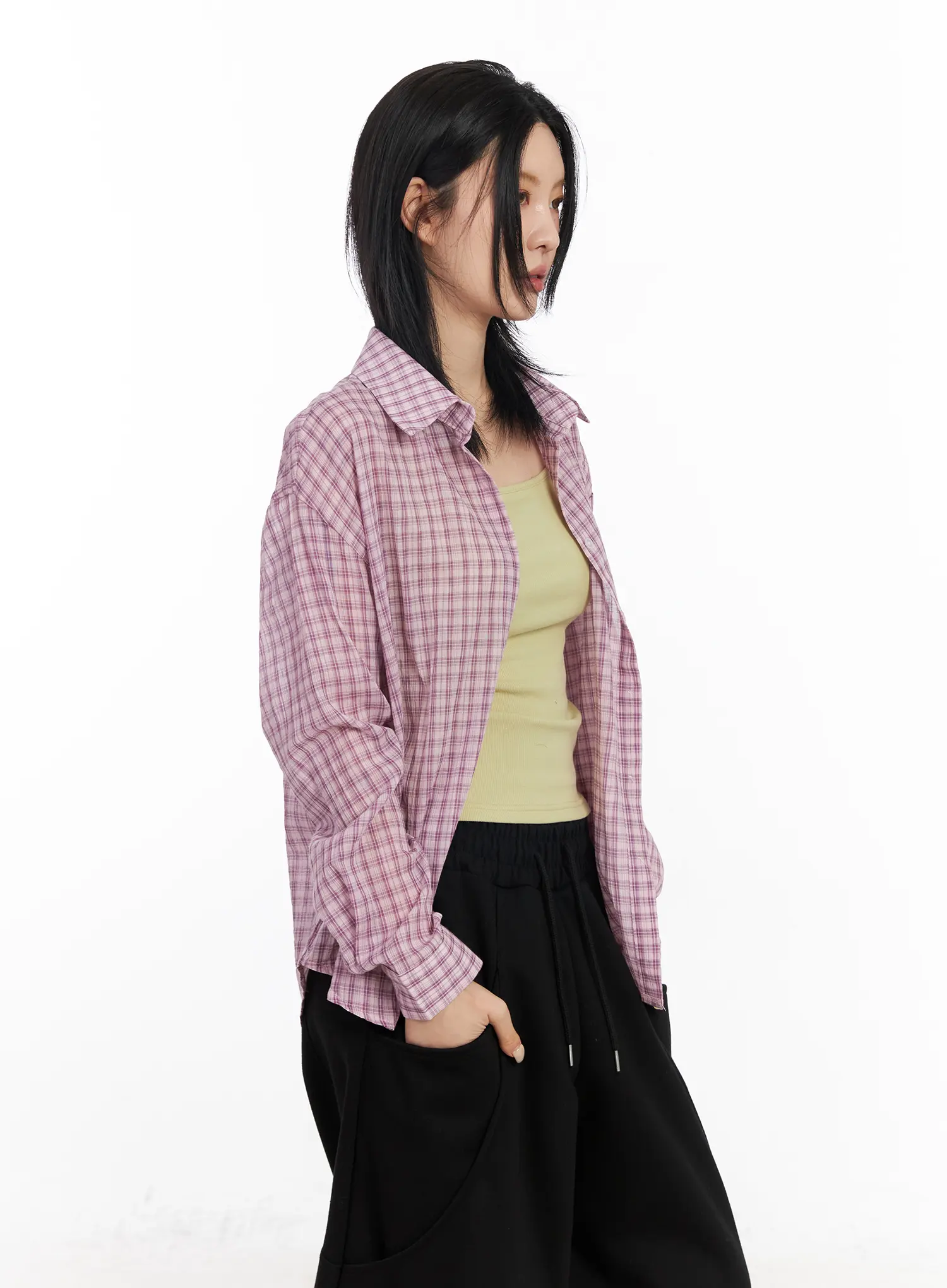 Plaid Button-Up Long Sleeve Shirt CF526 - Image 8