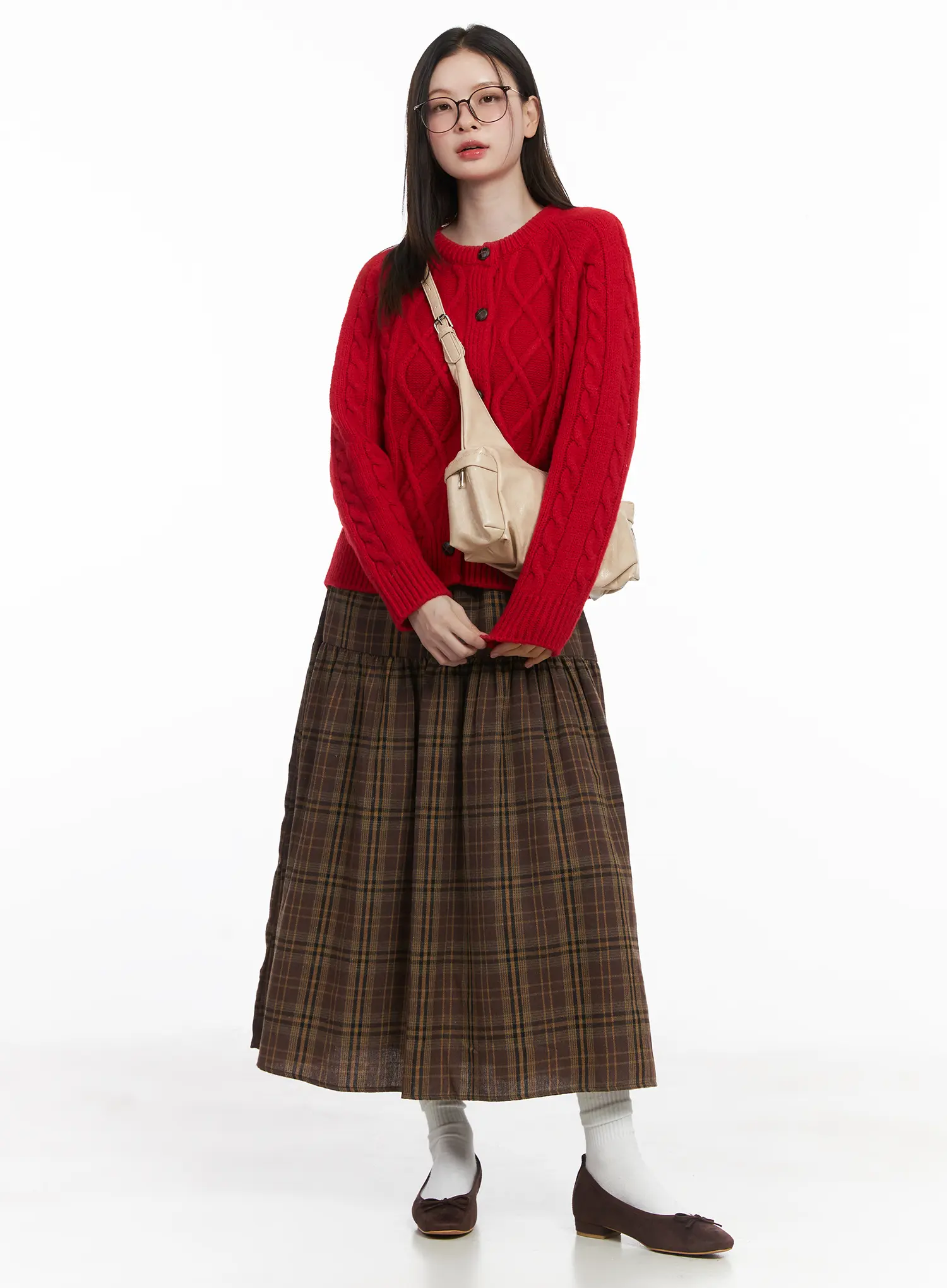 Plaid Frill Maxi Skirt CJ506