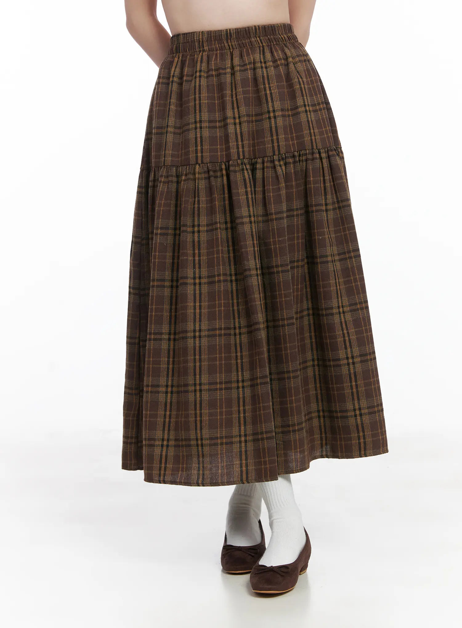 Plaid Frill Maxi Skirt CJ506 - Image 2