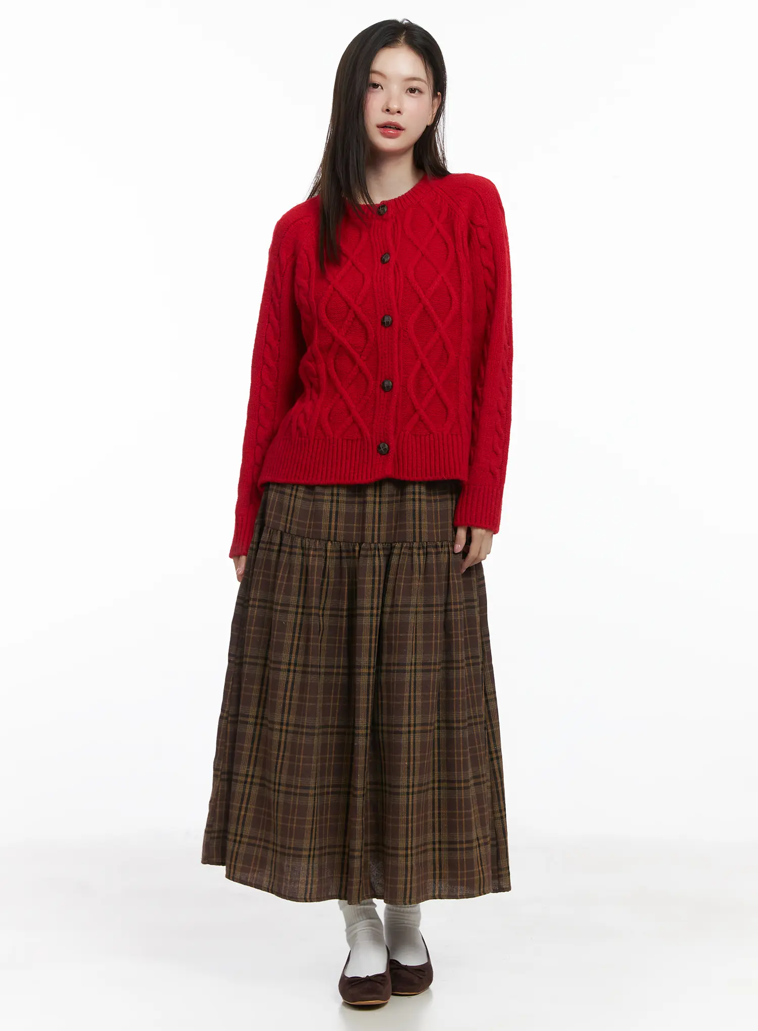 Plaid Frill Maxi Skirt CJ506 - Image 3