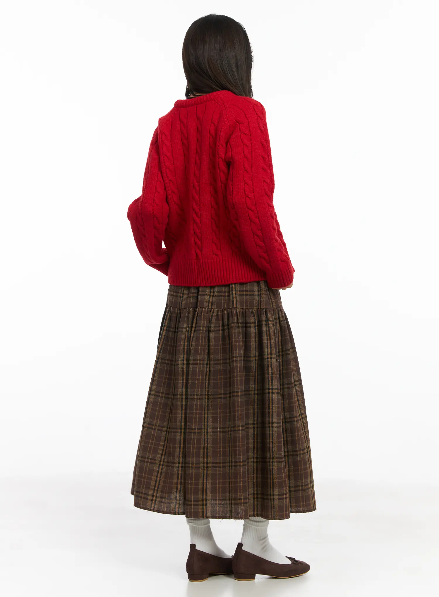Plaid Frill Maxi Skirt CJ506 - Image 5