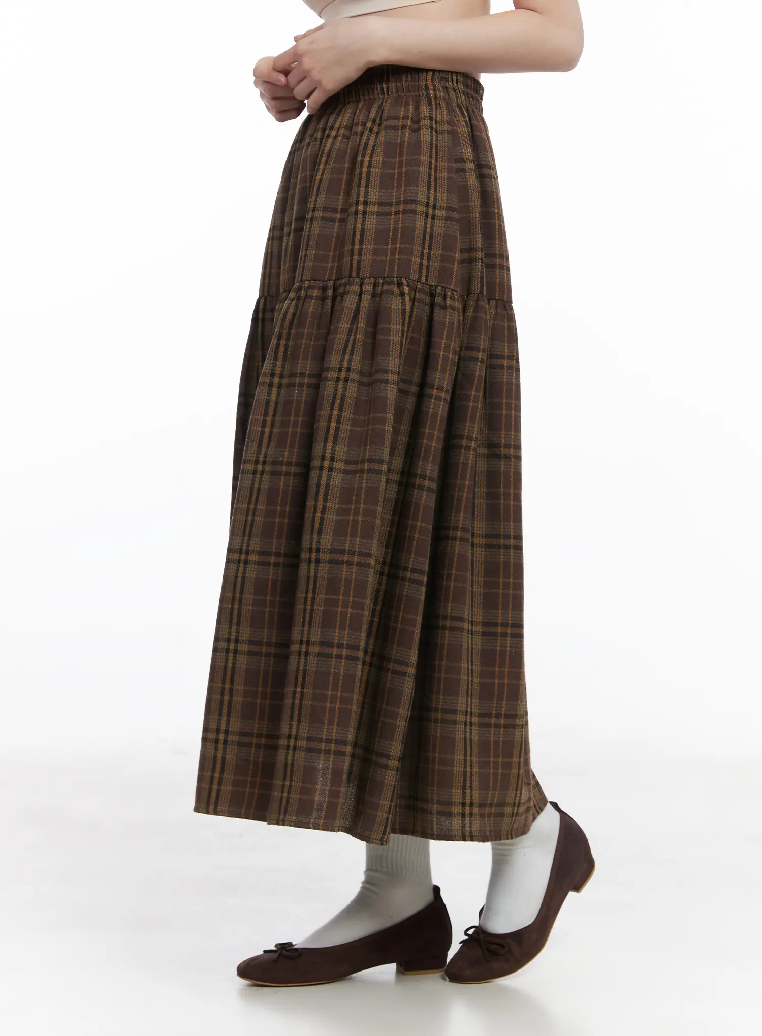Plaid Frill Maxi Skirt CJ506 - Image 6