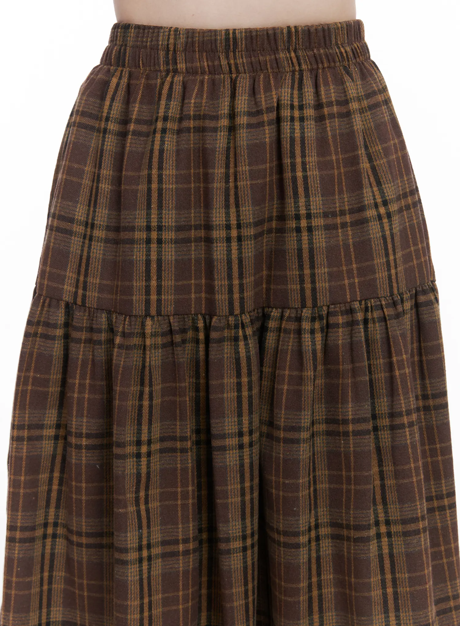 Plaid Frill Maxi Skirt CJ506 - Image 8