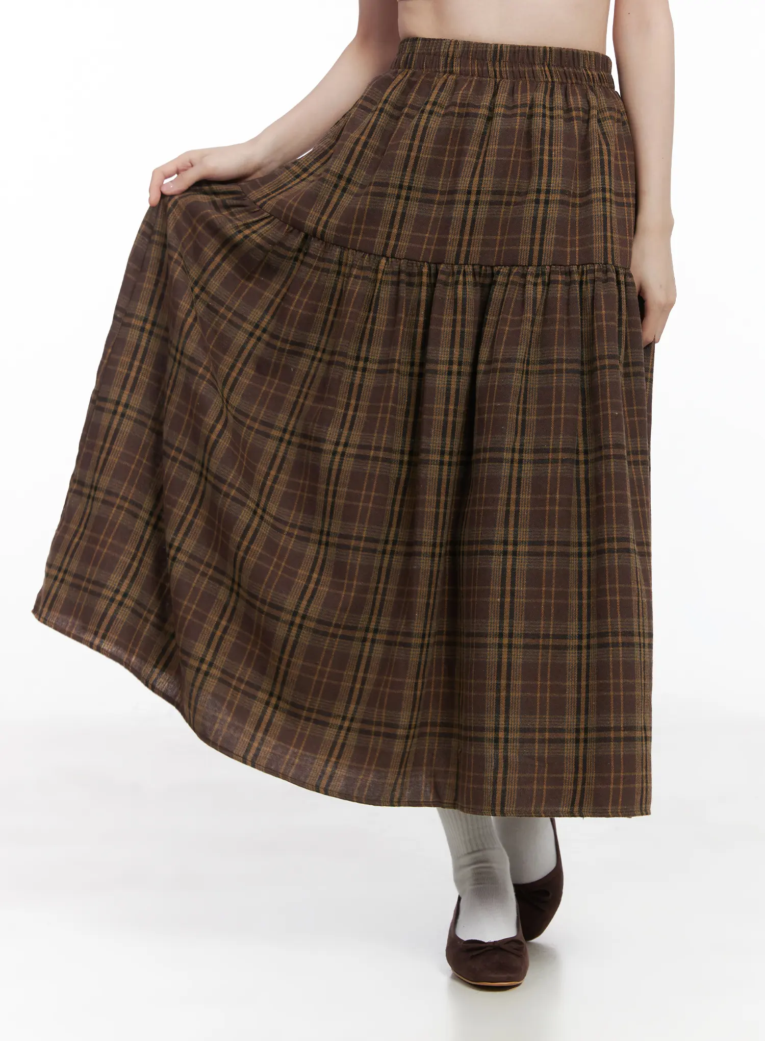 Plaid Frill Maxi Skirt CJ506 - Image 9