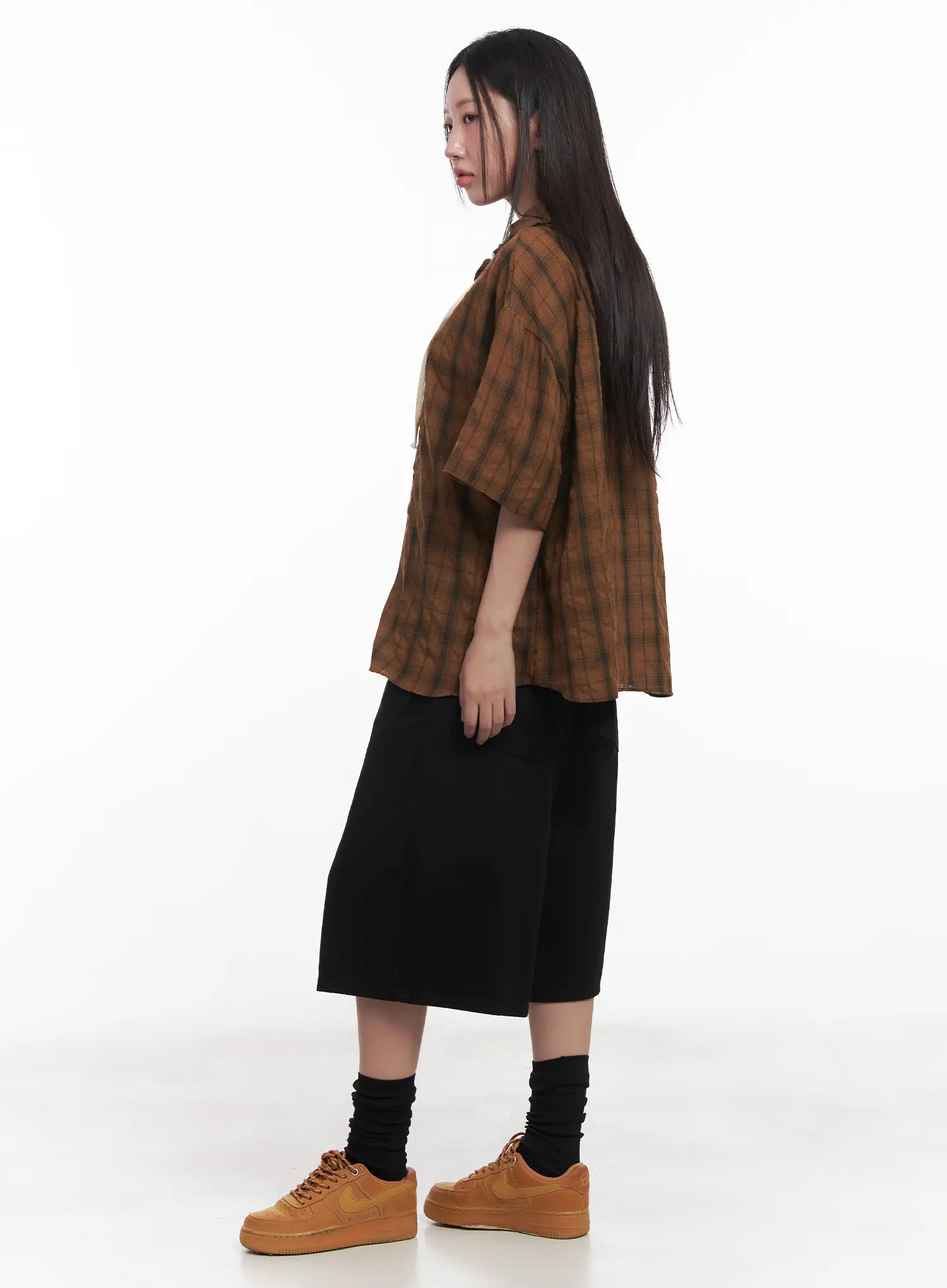 Plaid Hooded Oversized Shirt CU517 - Image 8