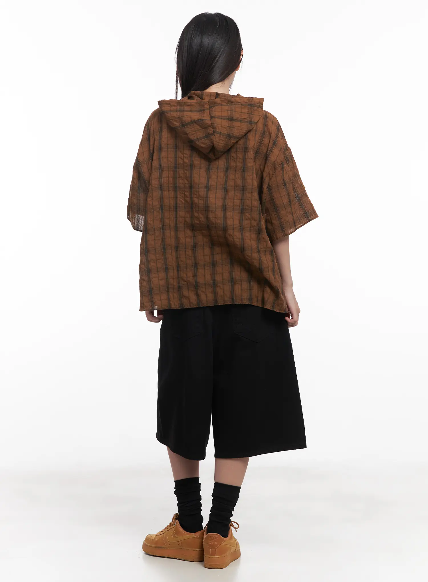 Plaid Hooded Oversized Shirt CU517 - Image 9