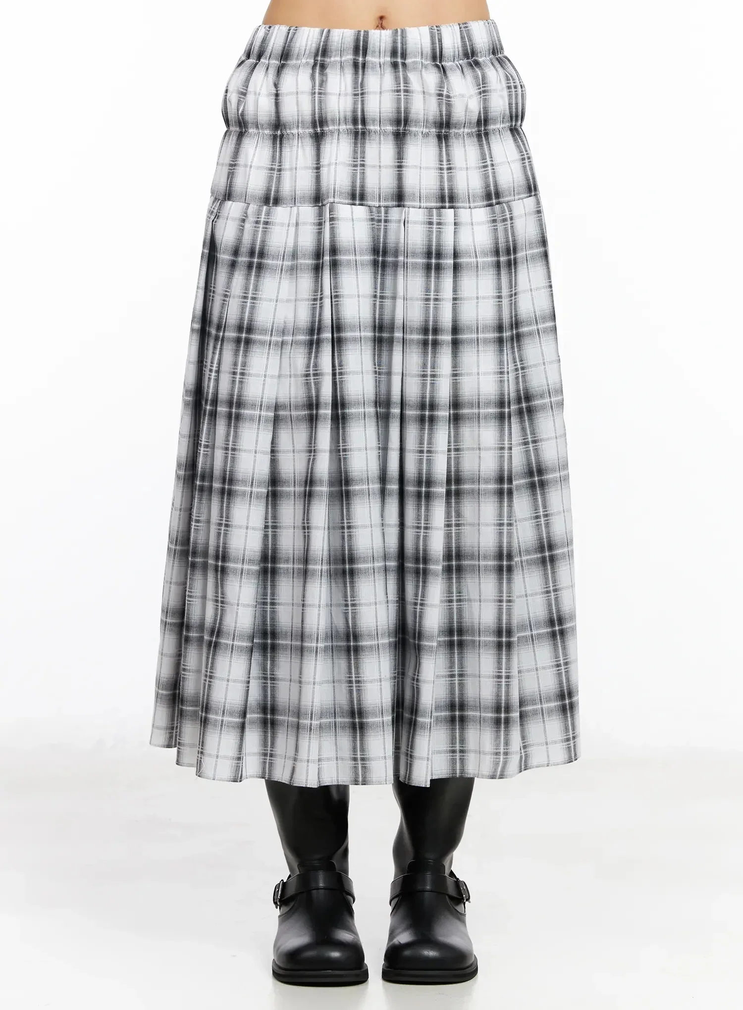 Plaid Layered Maxi Skirt IA507