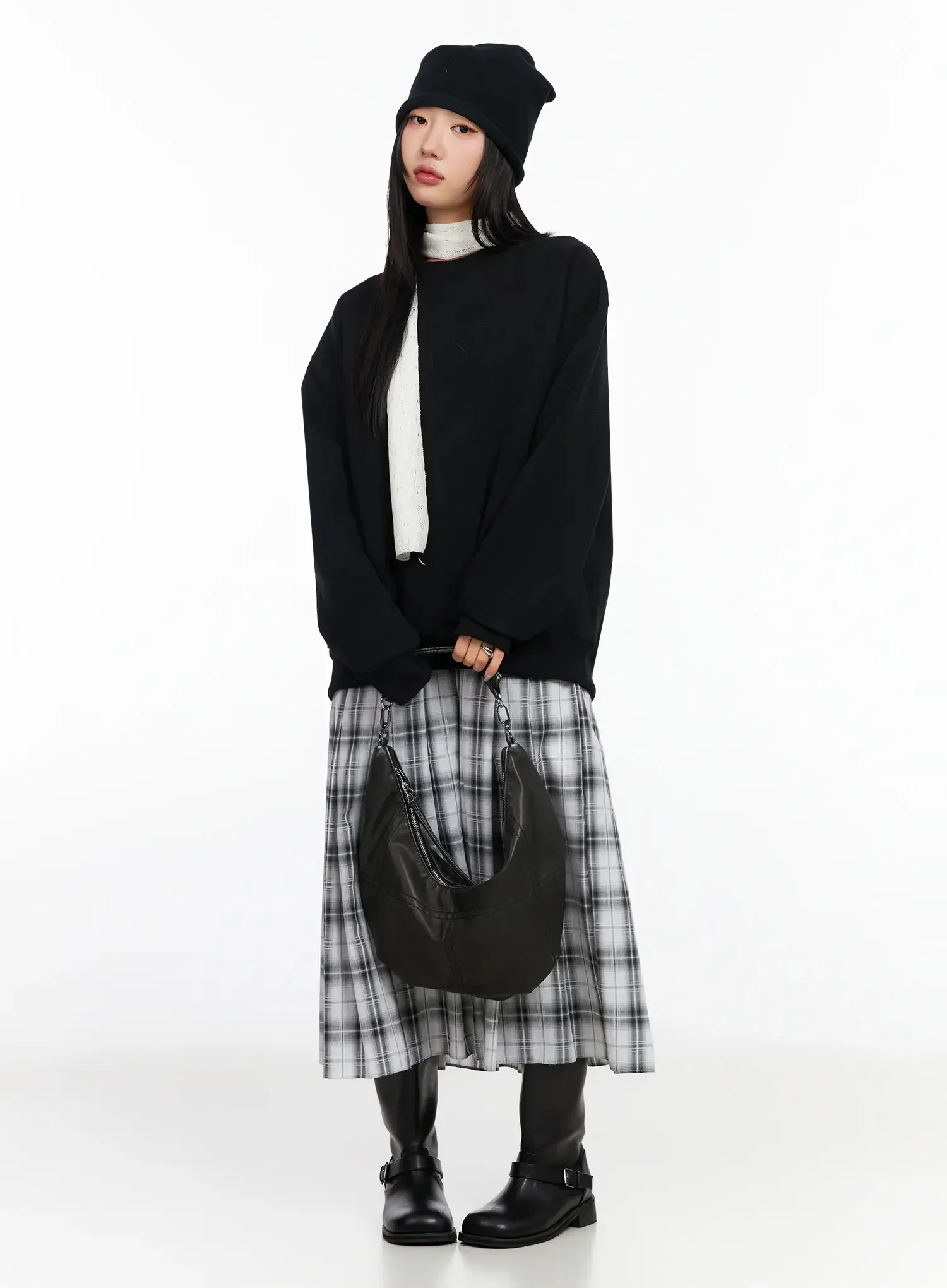 Plaid Layered Maxi Skirt IA507 - Image 2