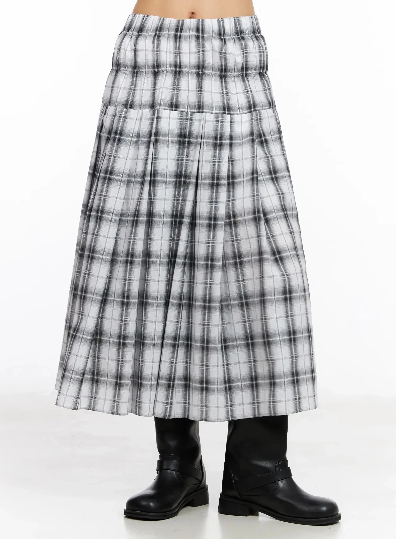 Plaid Layered Maxi Skirt IA507 - Image 5
