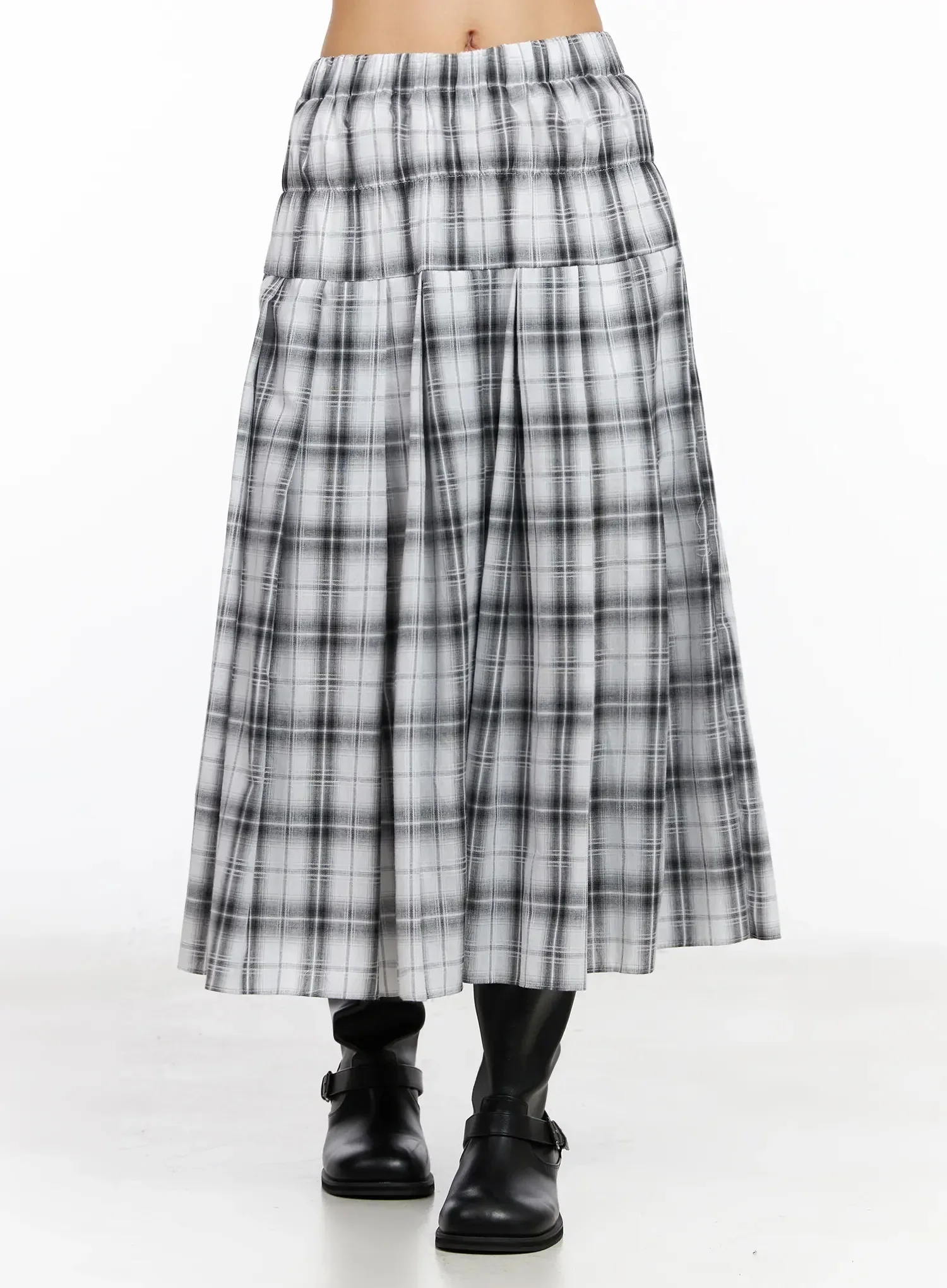 Plaid Layered Maxi Skirt IA507 - Image 9