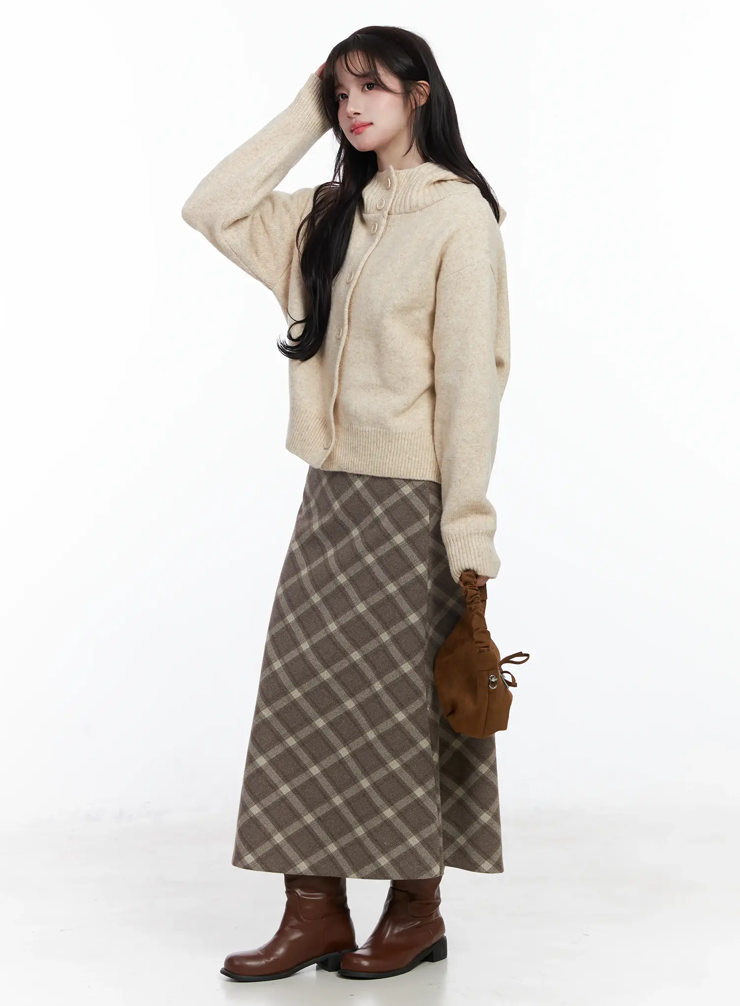 Plaid Long Skirt IJ529 - Image 3