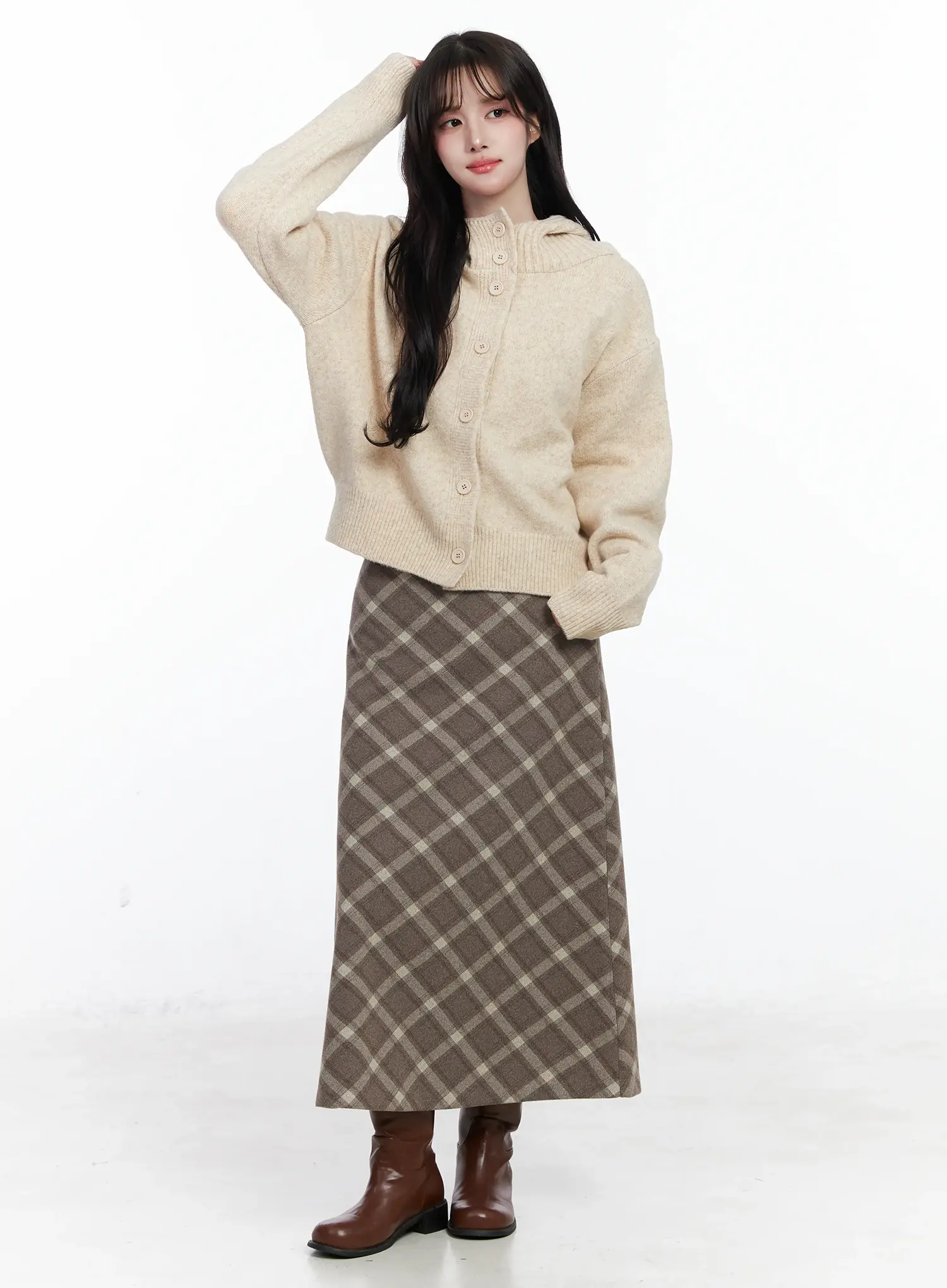 Plaid Long Skirt IJ529 - Image 7
