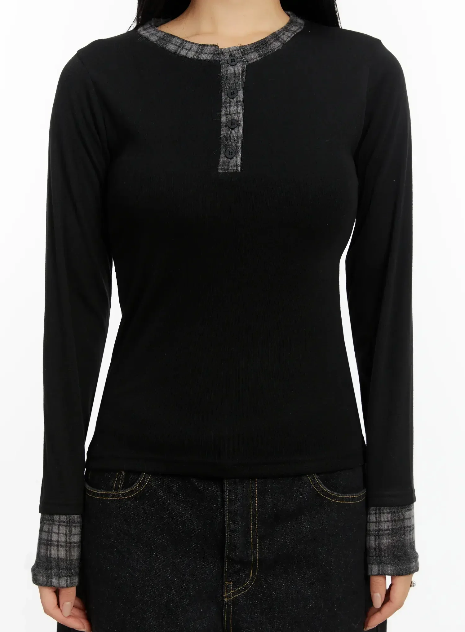 Plaid Long Sleeve Tee ID525 - Image 4
