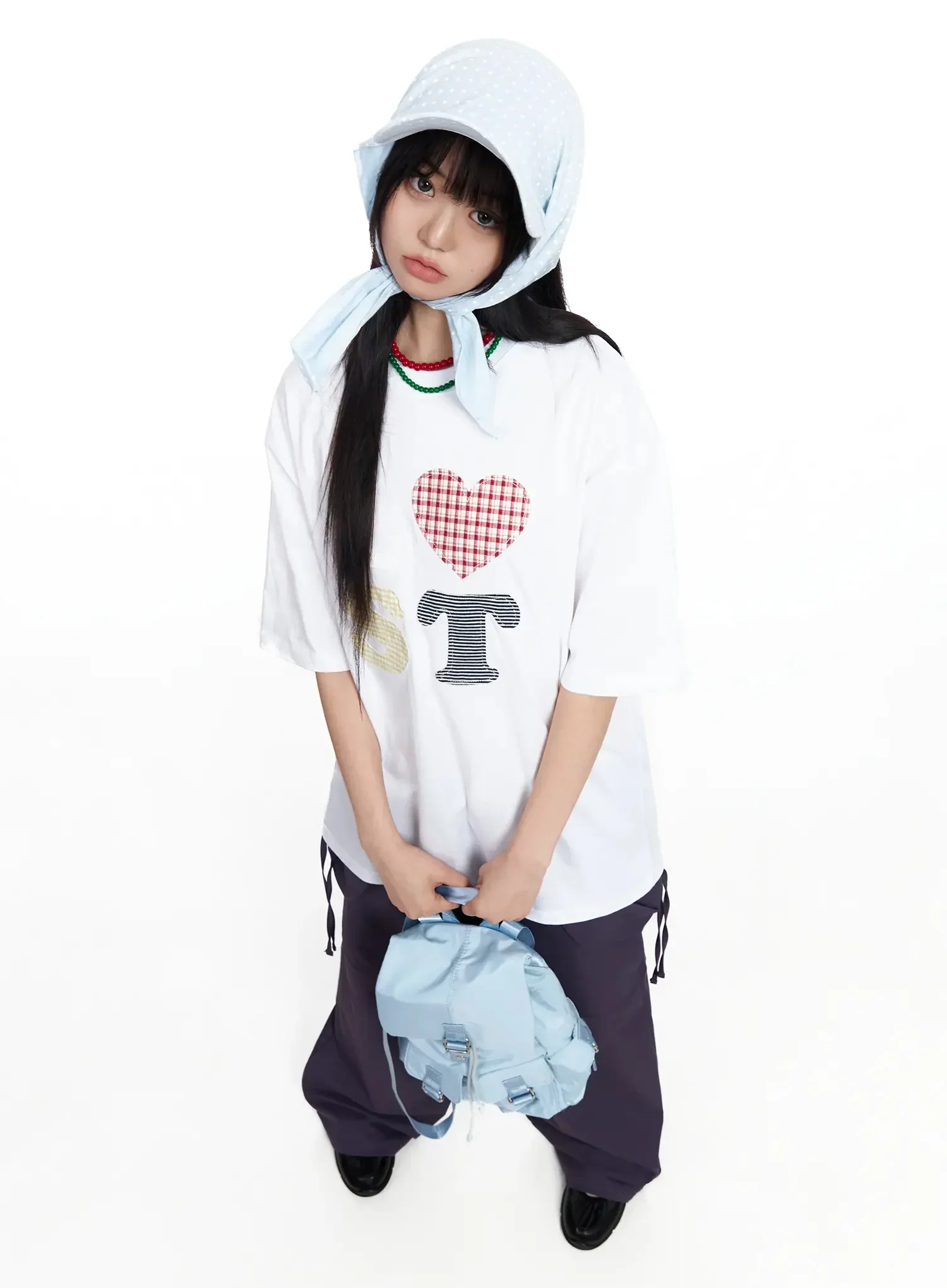 Plaid Lost Graphic Oversized T-Shirt IA523