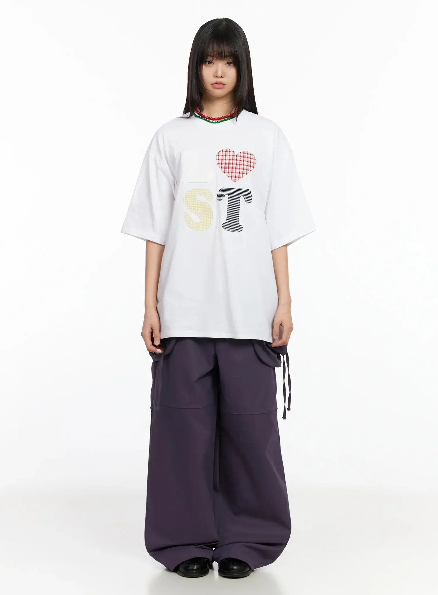 Plaid Lost Graphic Oversized T-Shirt IA523 - Image 10